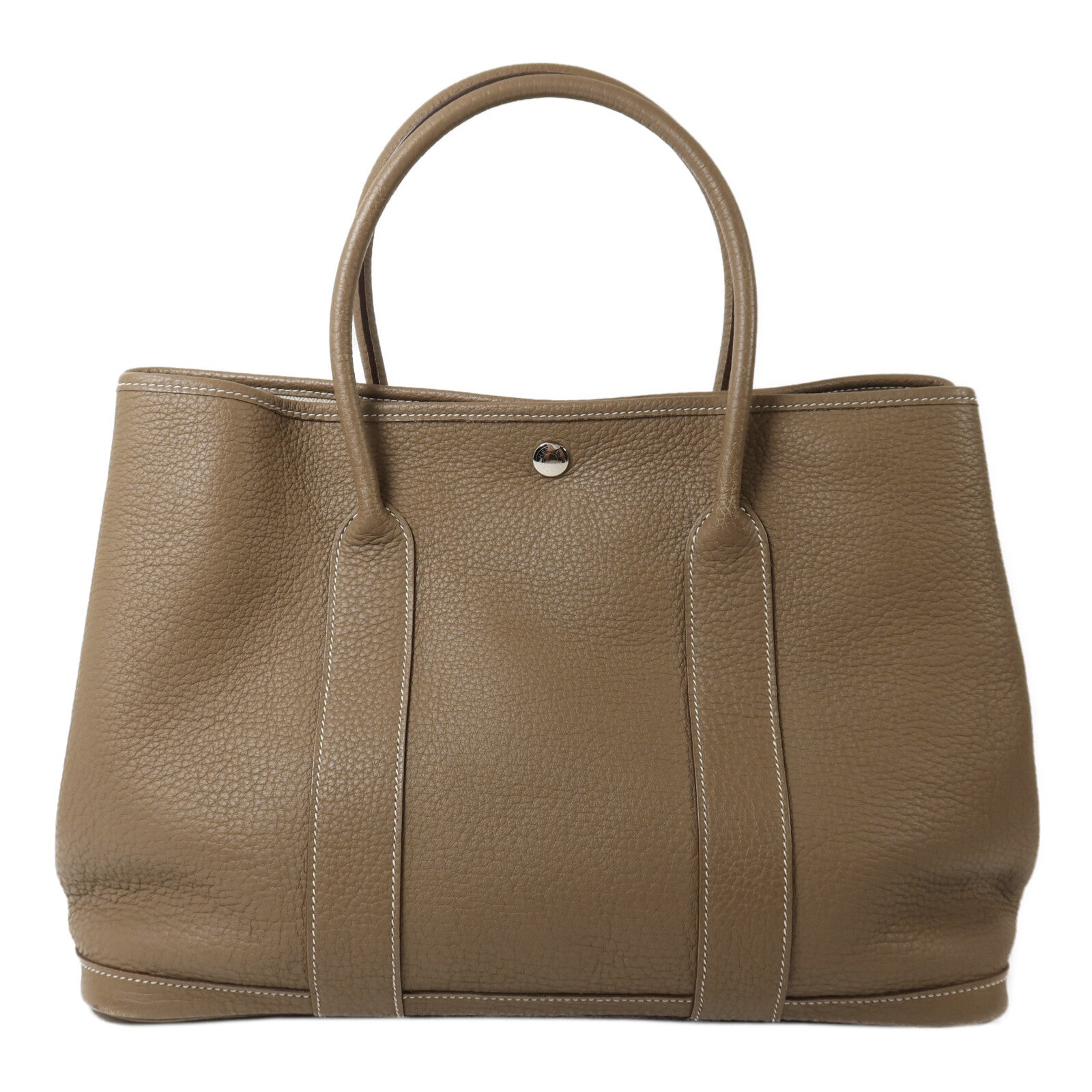 HERMES Clemence皮革Garden Party PM手挽袋Etoupe