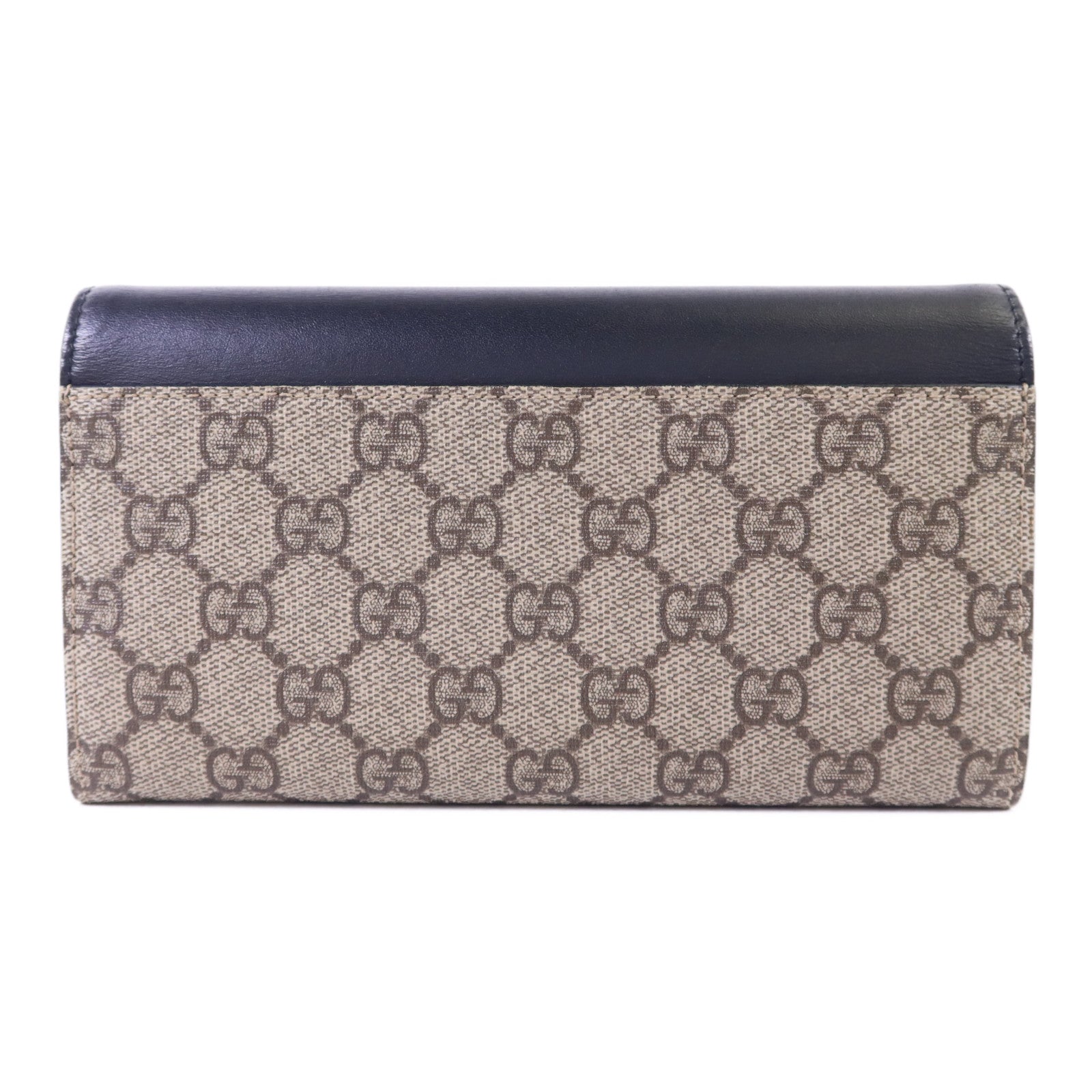 GUCCI 【激減優惠】牛皮皮革/塗層帆布Long Wallet金扣長錢包