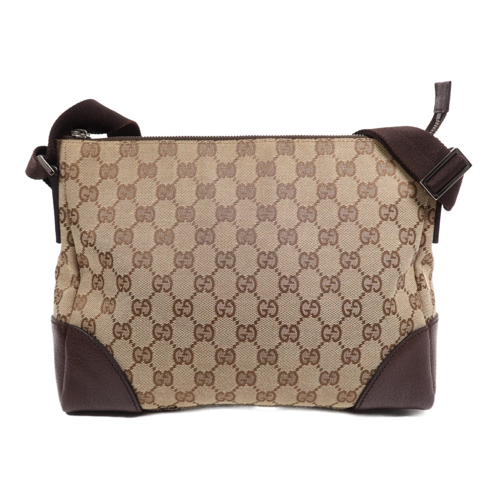 GUCCI 帆布Shoulder Bag銀扣肩背袋