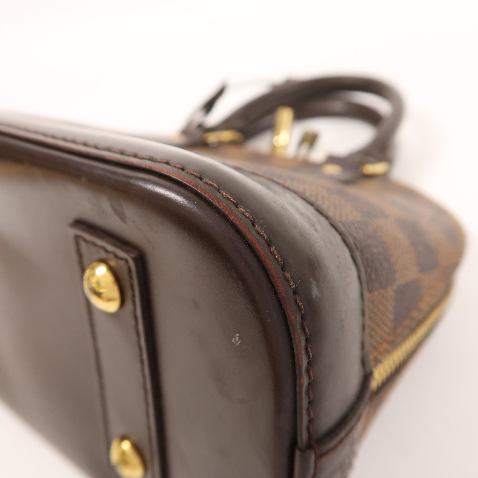 LOUIS VUITTON Damier Alma BB金扣手挽肩背兩用袋棕色