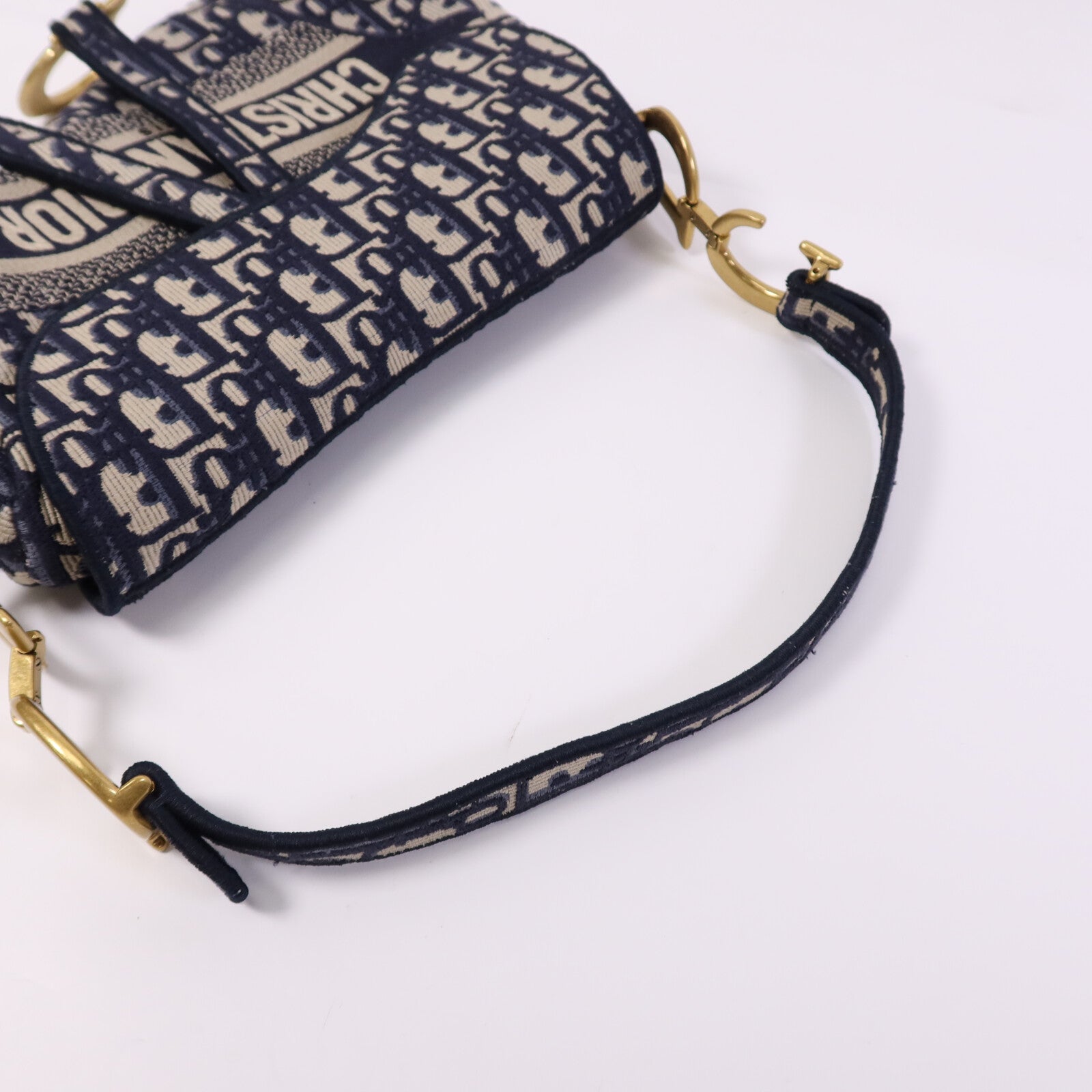 Dior 帆布Saddle Medium金扣肩背袋