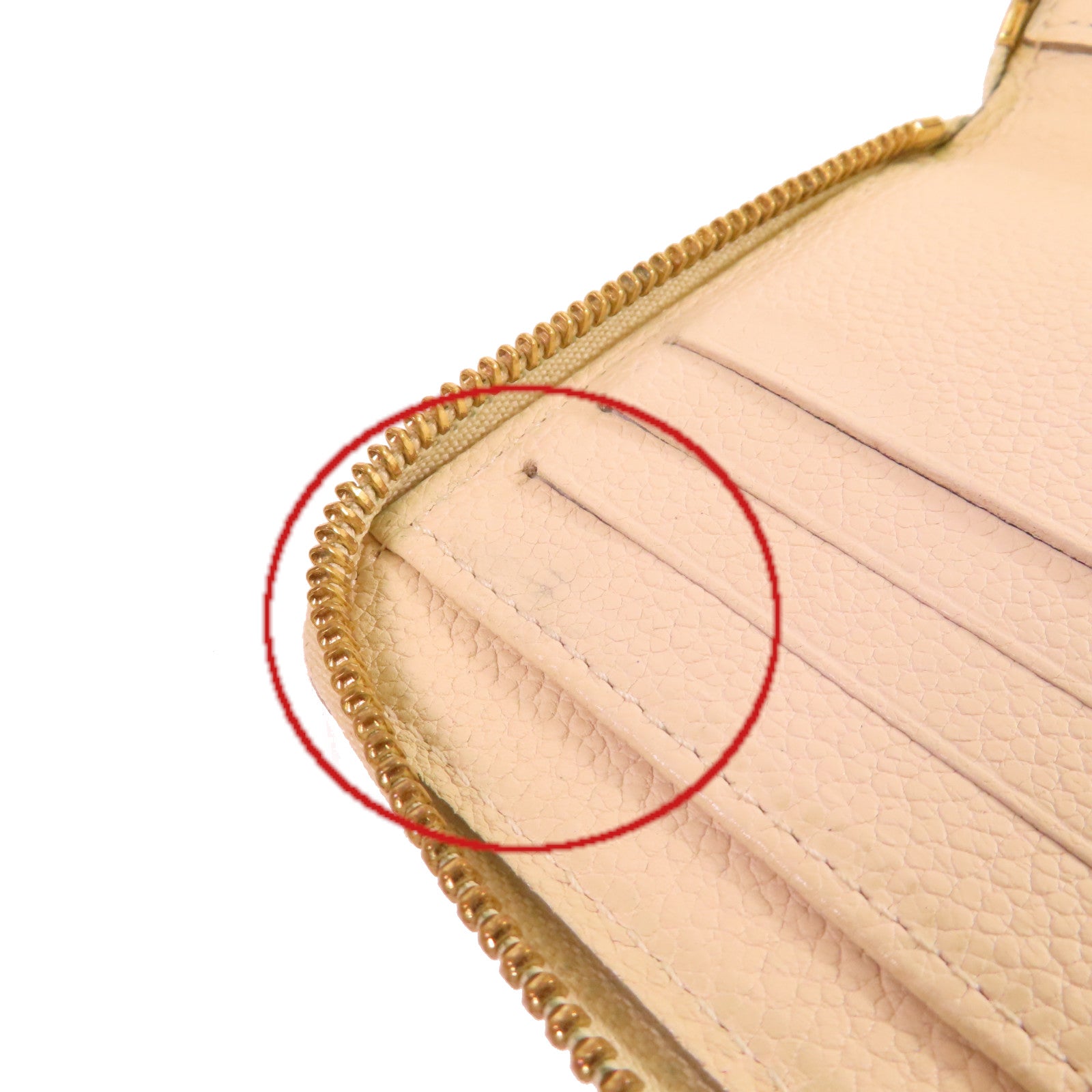 LOUIS VUITTON 【激減優惠】Monogram Empreinte Round Long Wallet金扣拉鏈長錢包杏色