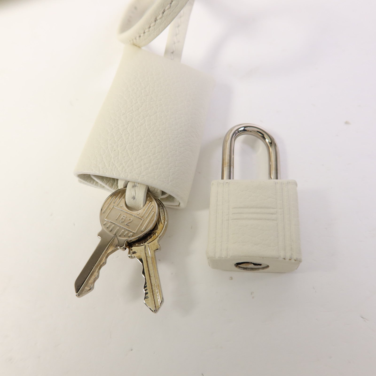 HERMES Evercolor皮革Emile 30銀扣肩背袋Blanc