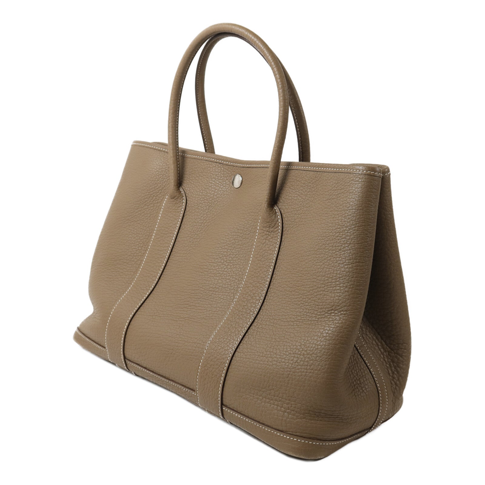 HERMES Clemence皮革Garden Party PM手挽袋Etoupe