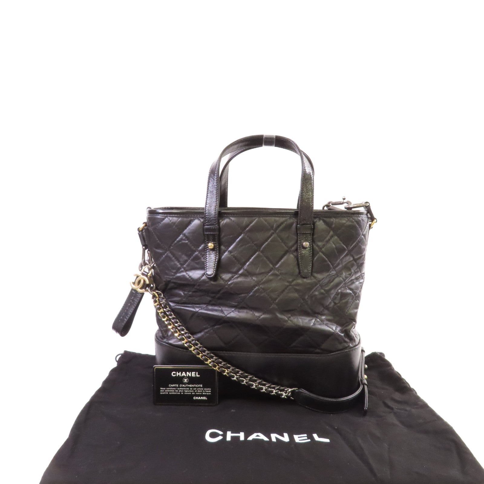 CHANEL 【激減優惠】菱格羊皮皮革Gabrielle Shopping Tote Bag手挽肩背兩用袋黑色