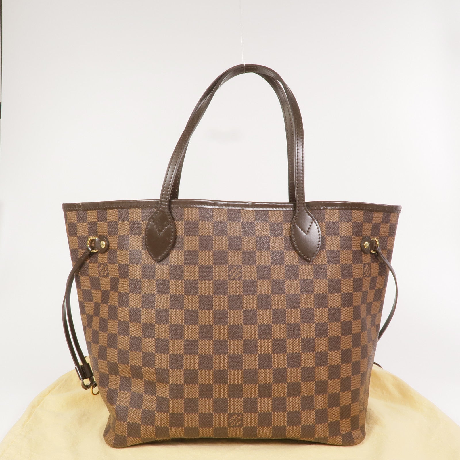 LOUIS VUITTON Damier Neverfull MM金扣手挽袋/肩背袋