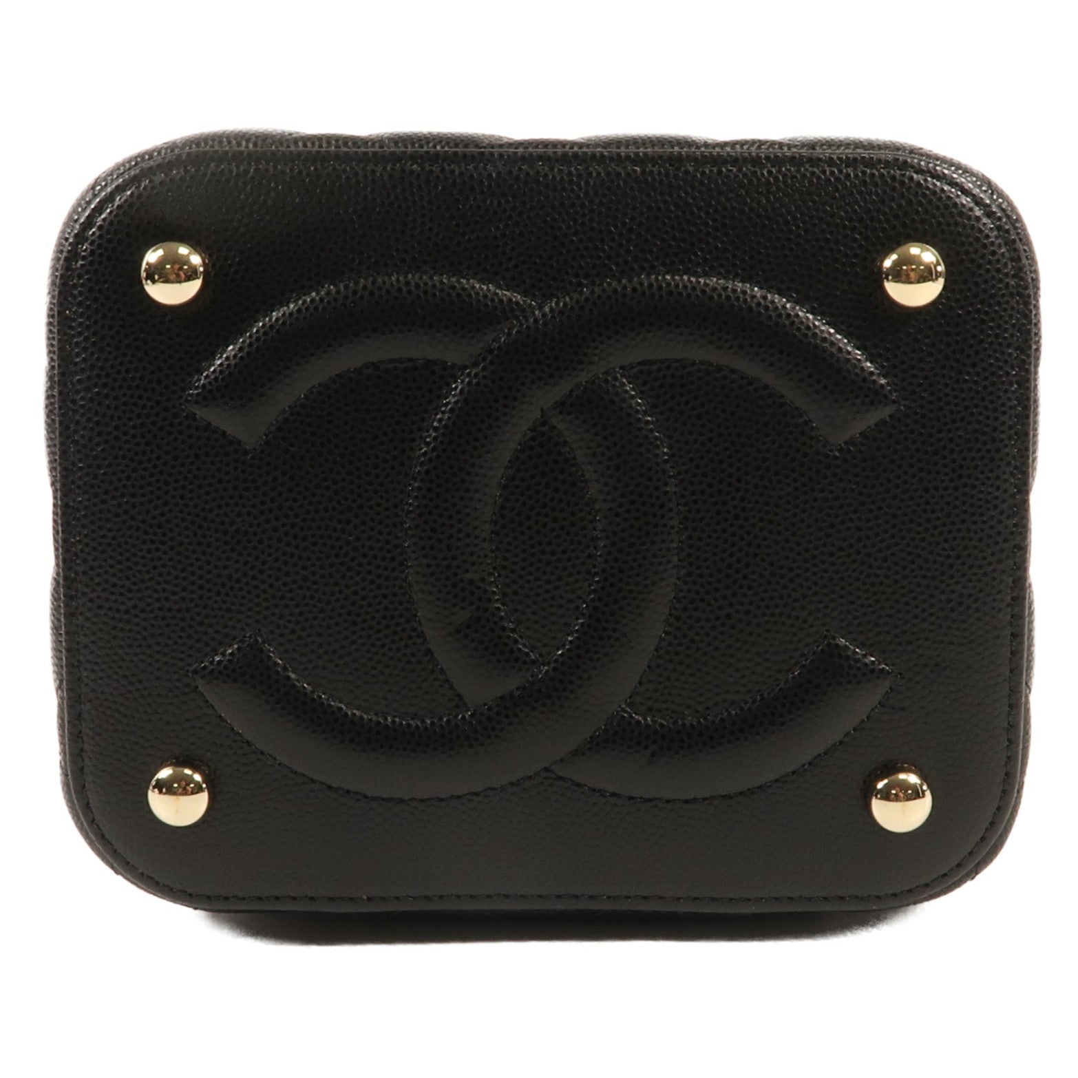 CHANEL 牛皮皮革Vanity Case金扣鏈帶手挽肩背兩用袋