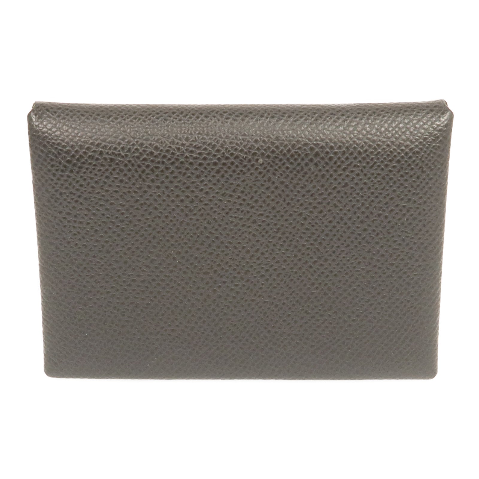 HERMES Epsom皮革Calvi Duo銀扣卡片套Graphite