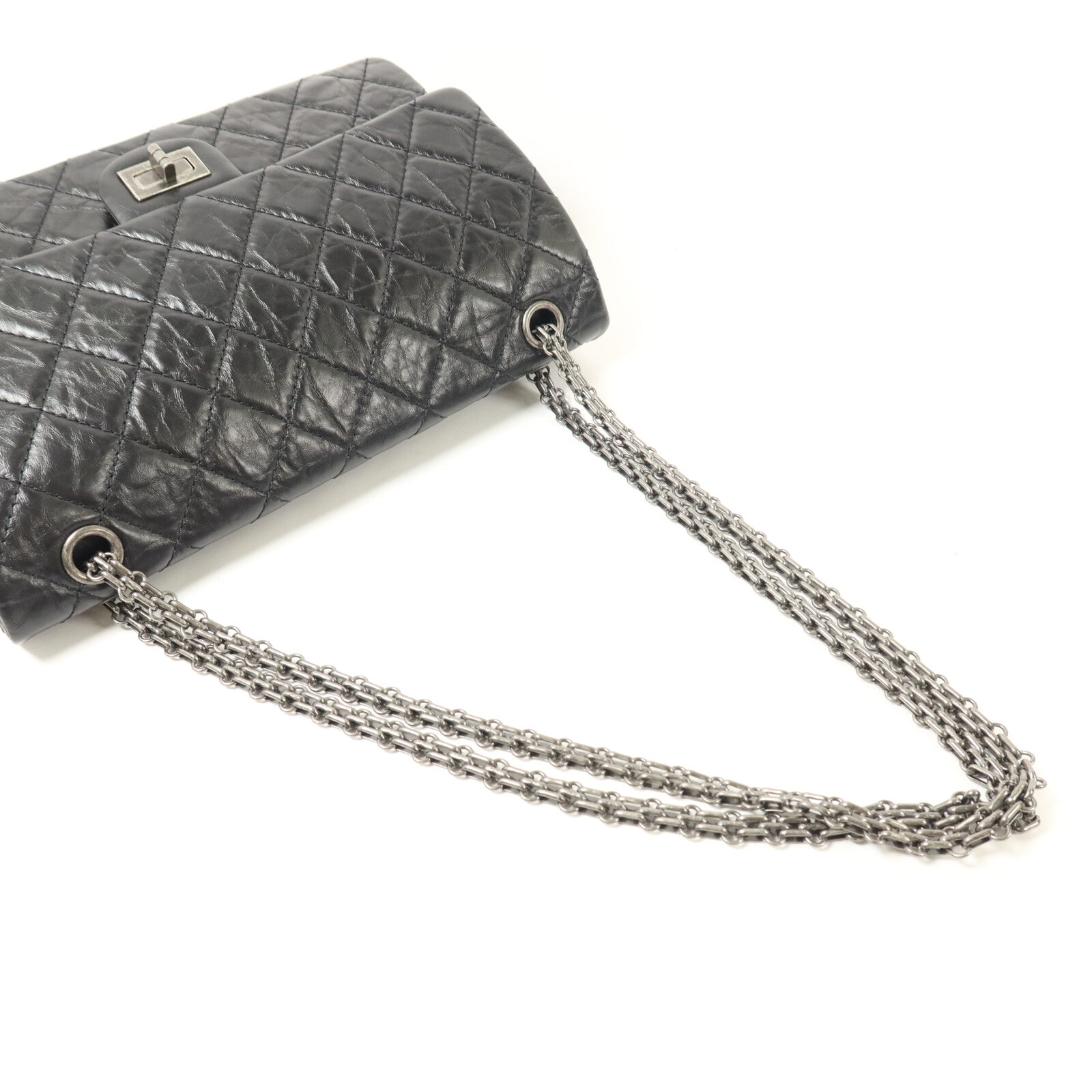 CHANEL 牛皮皮革2.55 28cm鏈帶手挽肩背兩用袋