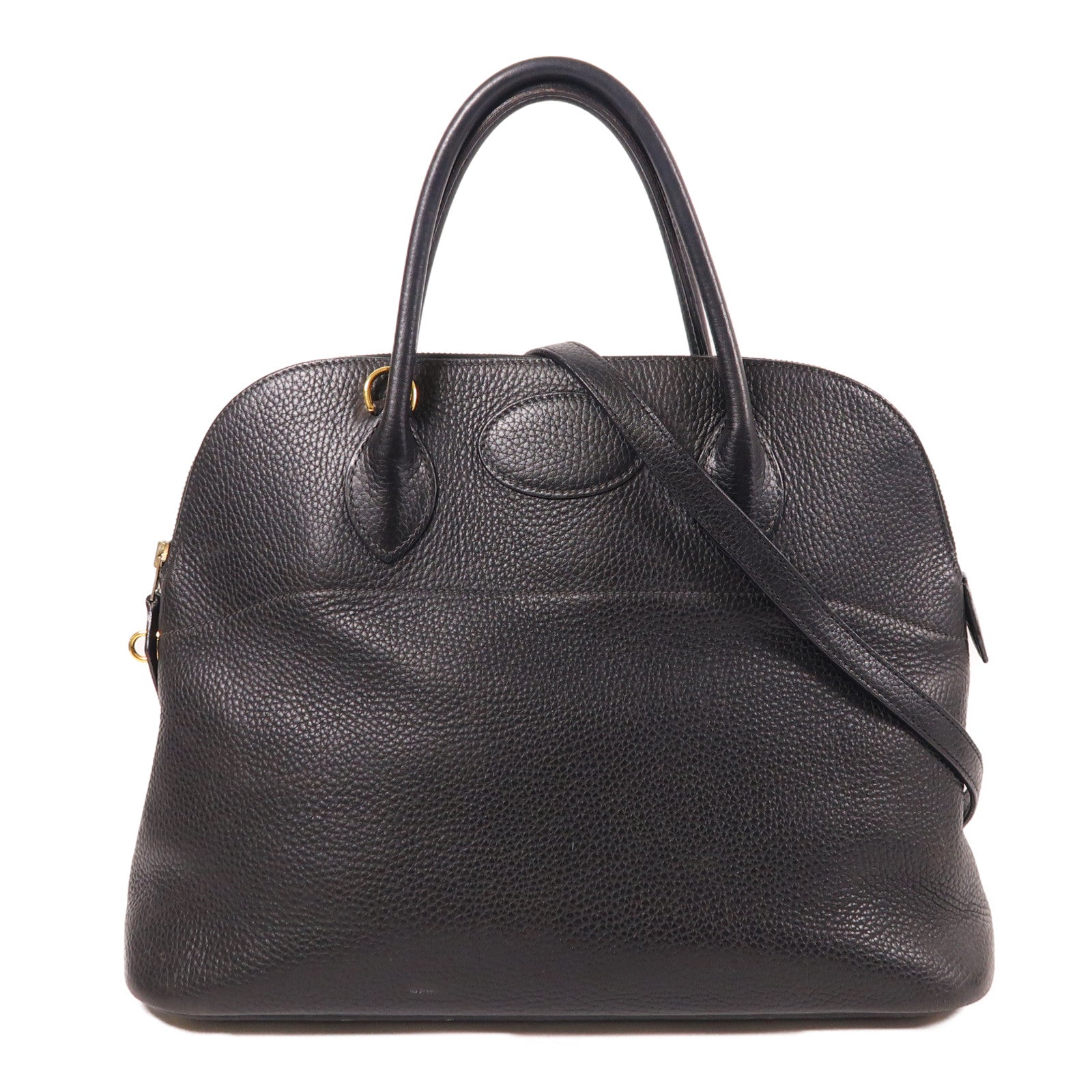 HERMES 【激減優惠】Clemence皮革Bolide 35金扣手挽肩背兩用袋Noir