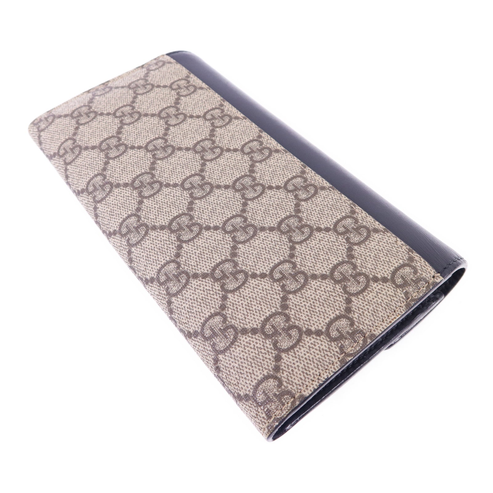 GUCCI 【激減優惠】牛皮皮革/塗層帆布Long Wallet金扣長錢包