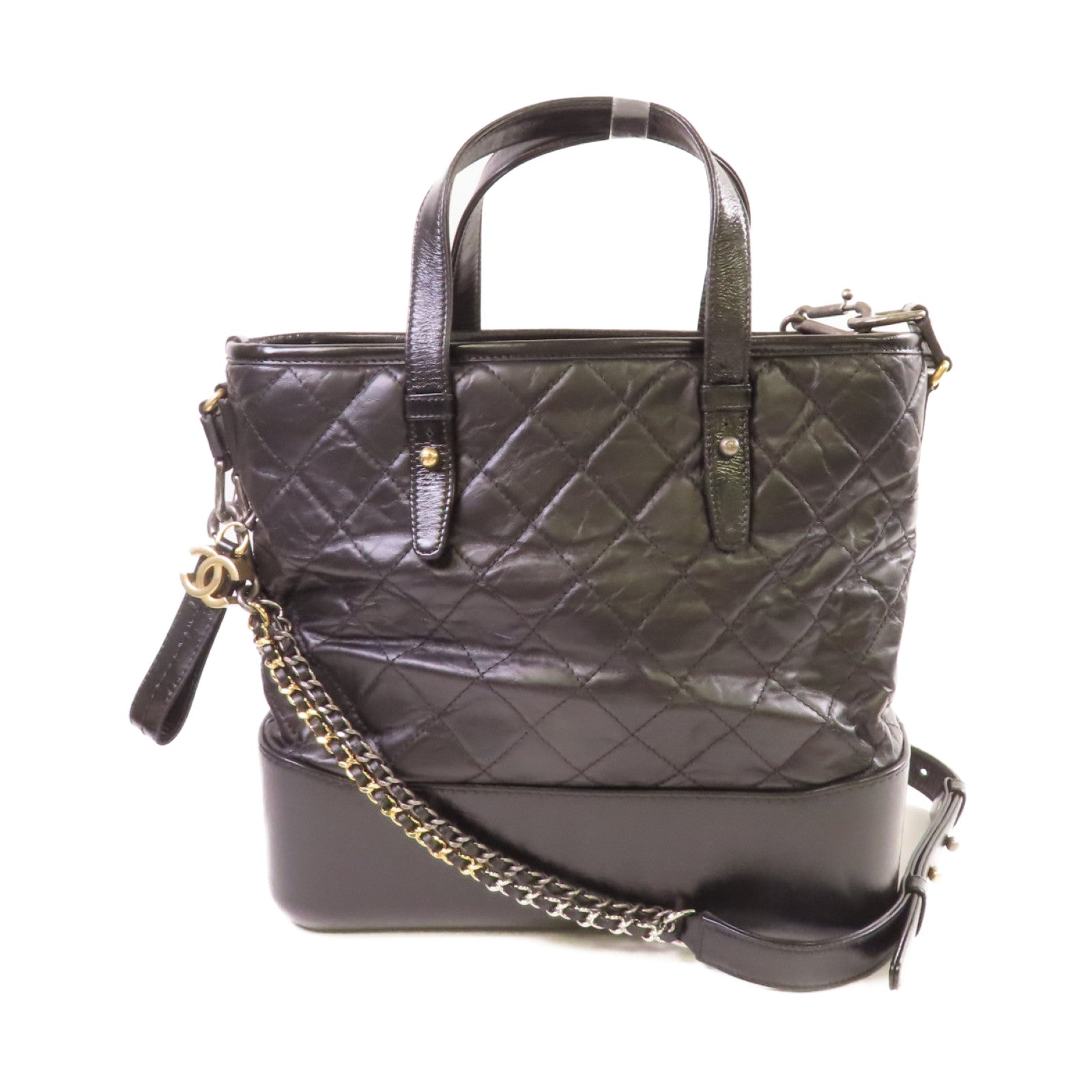 CHANEL 【激減優惠】菱格羊皮皮革Gabrielle Shopping Tote Bag手挽肩背兩用袋黑色