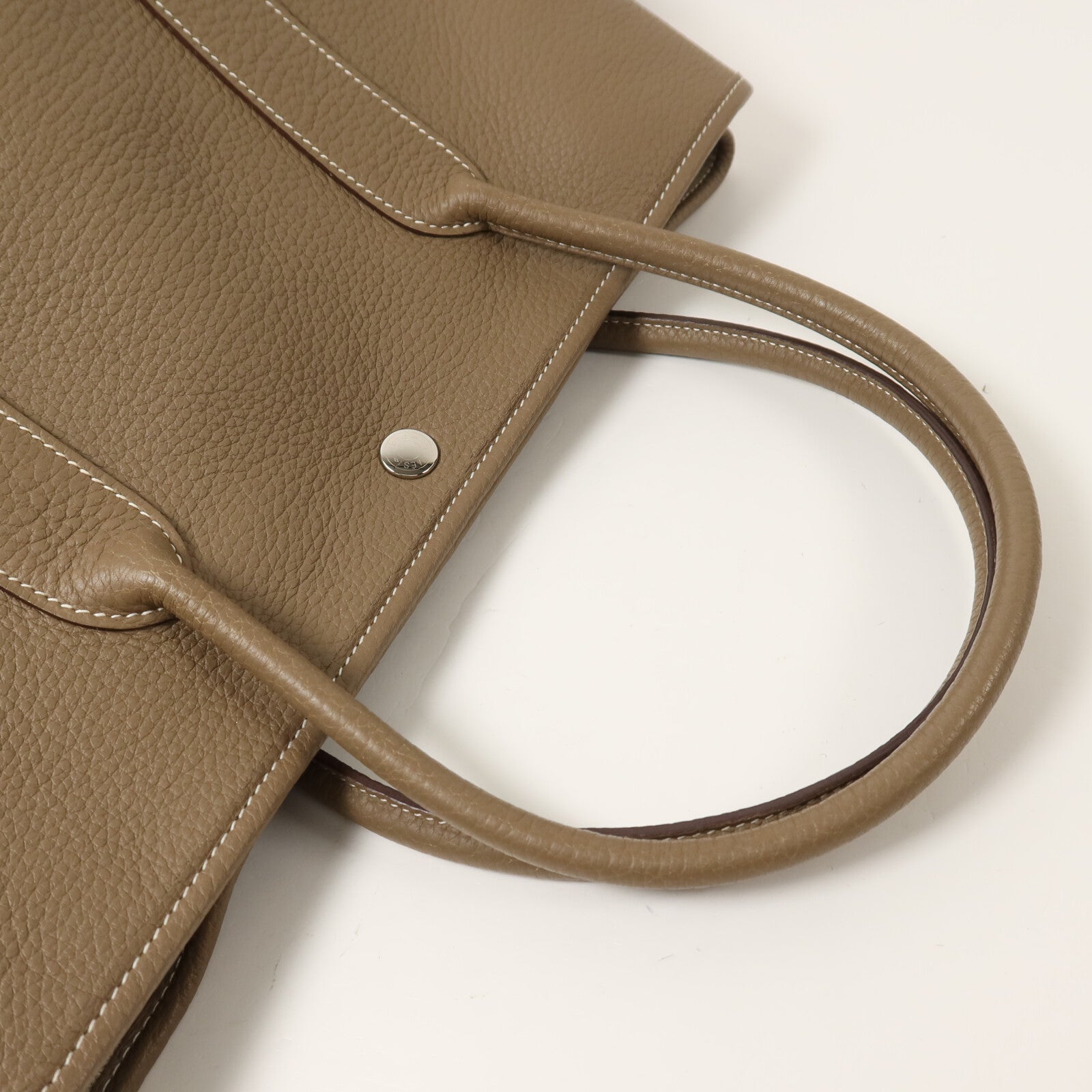 HERMES Clemence皮革Garden Party PM手挽袋Etoupe