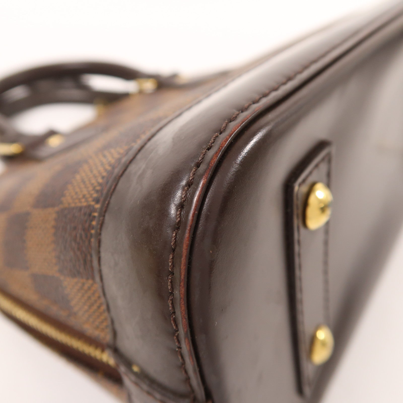 LOUIS VUITTON Damier Alma BB金扣手挽肩背兩用袋棕色