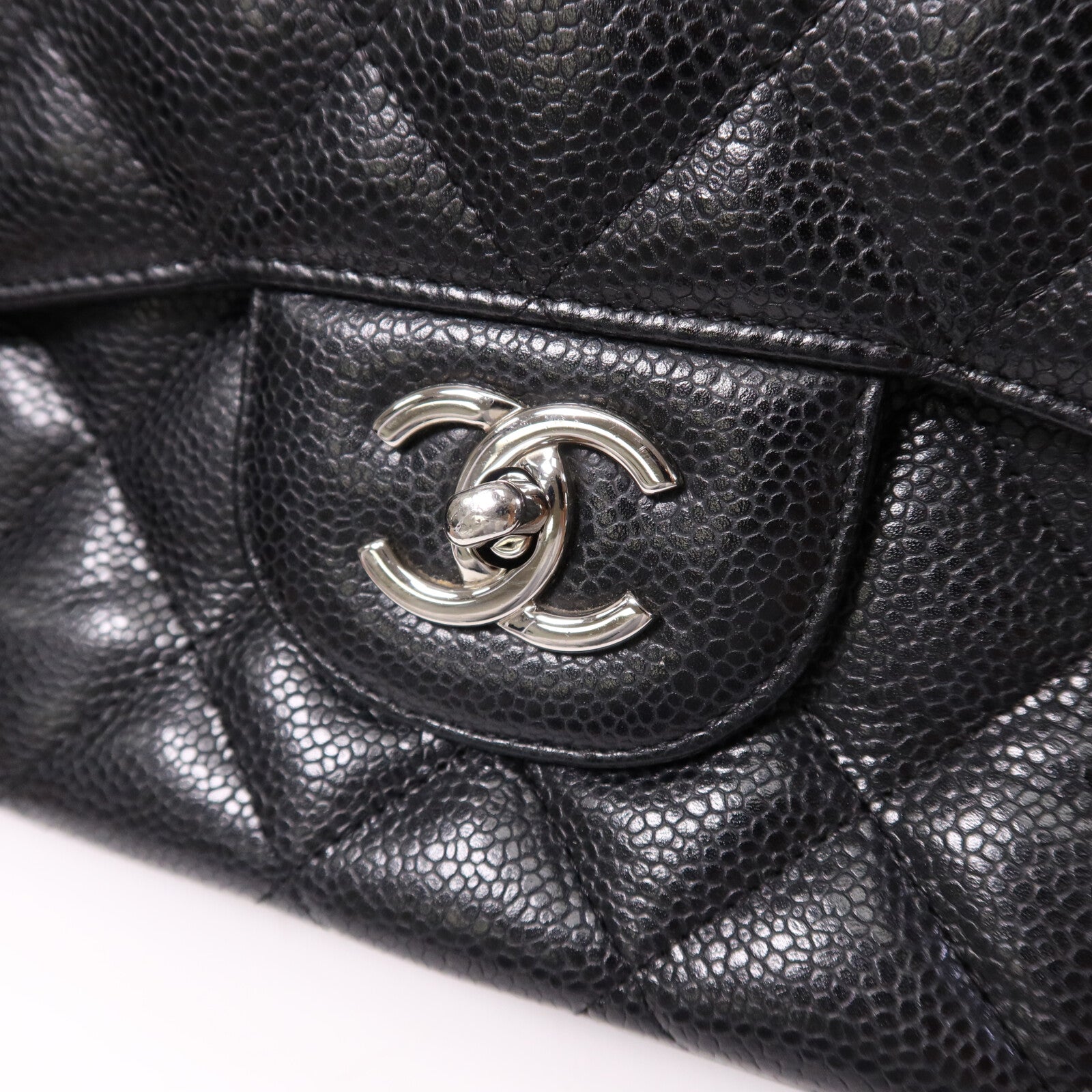 CHANEL 【激減優惠】牛皮皮革Large Classic銀扣鏈帶肩背袋