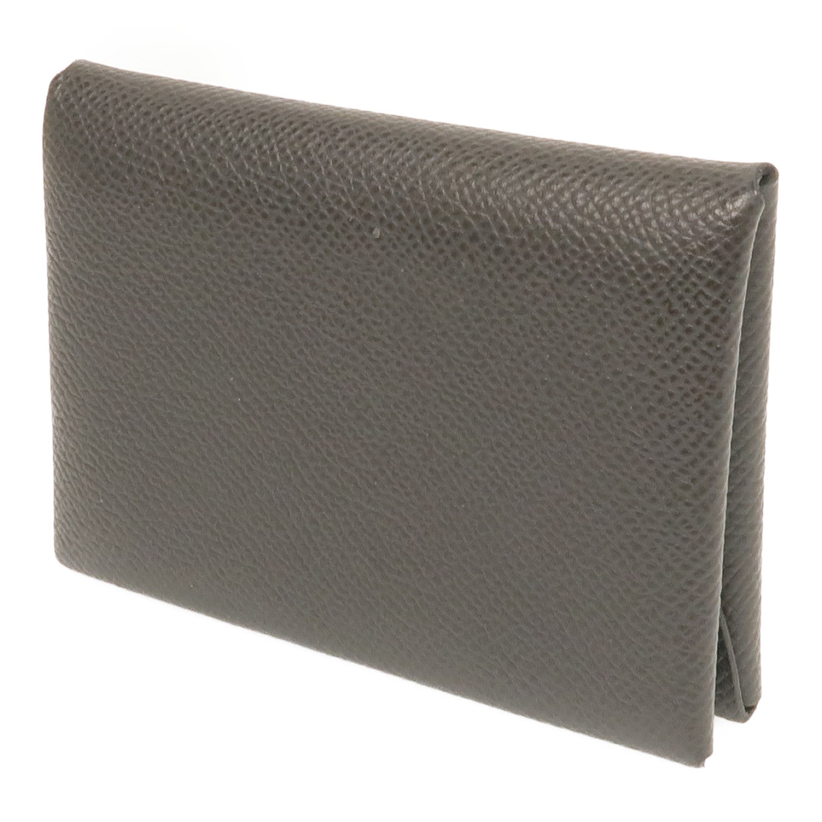 HERMES Epsom皮革Calvi Duo銀扣卡片套Graphite
