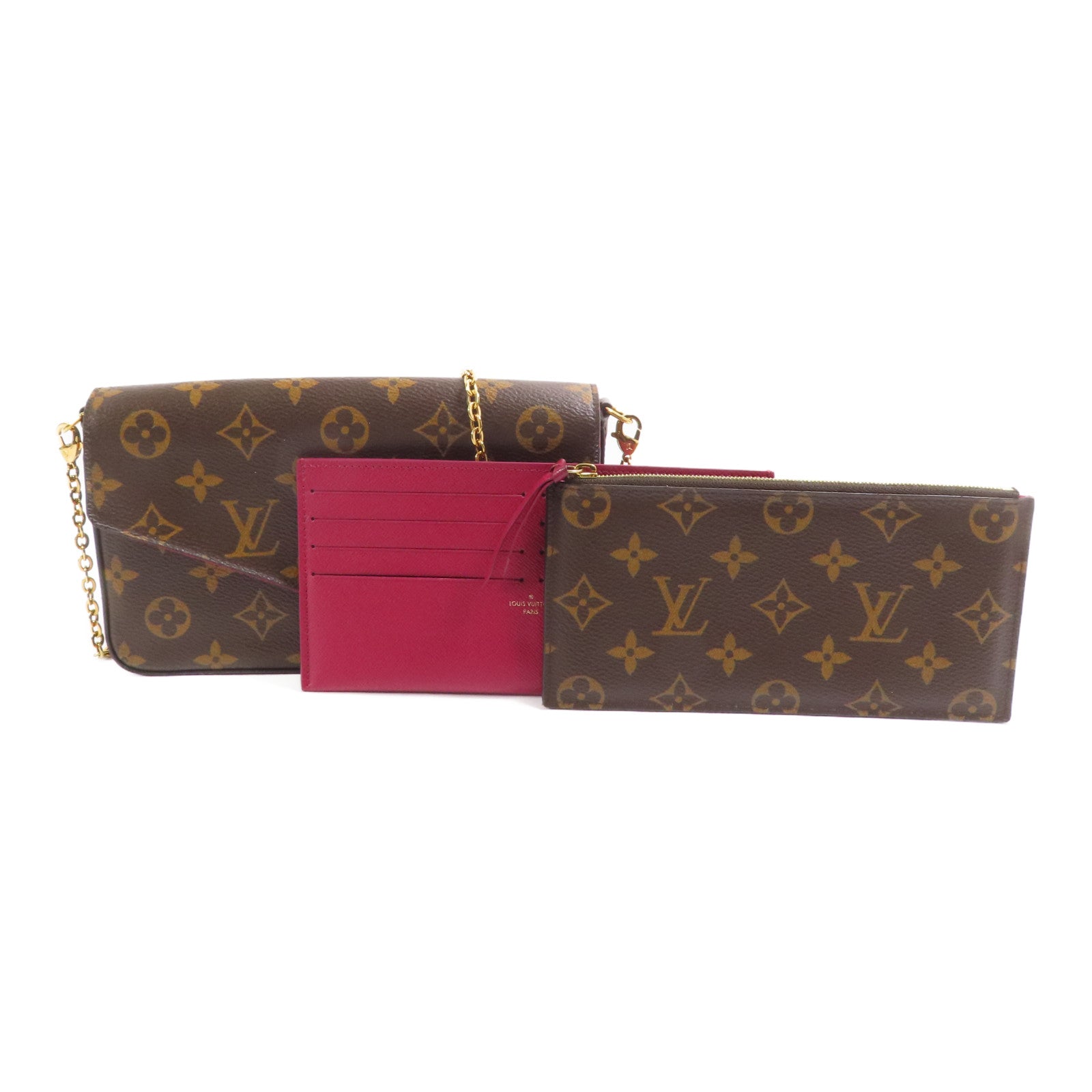 LOUIS VUITTON LV GHW Pochette Felicie Chain Shoulder Bag M61276 Monogram Brown