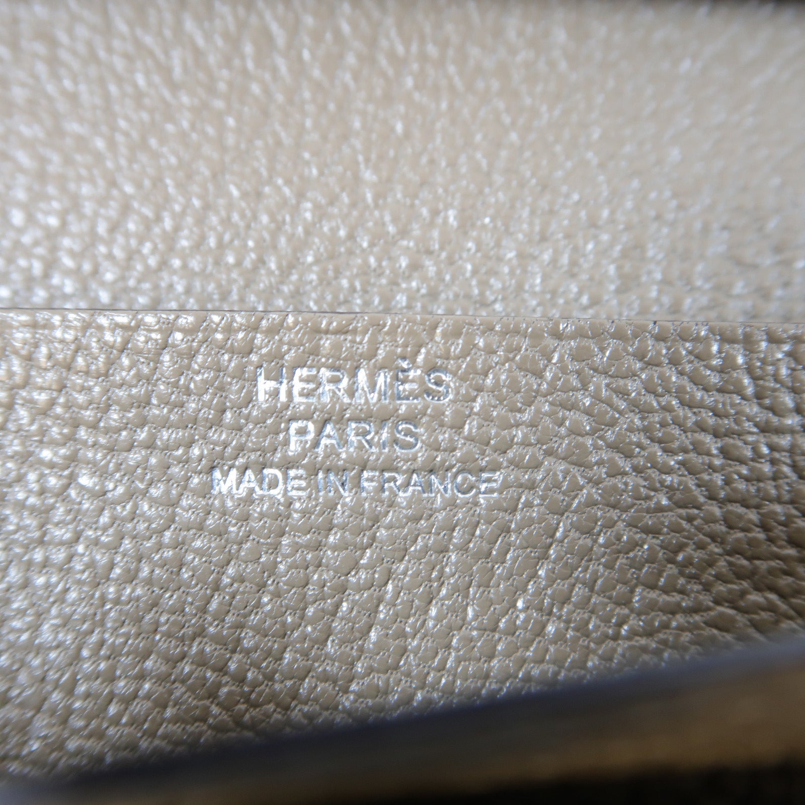HERMES Epsom皮革Bearn Souffle銀扣長錢包Etoupe米灰色