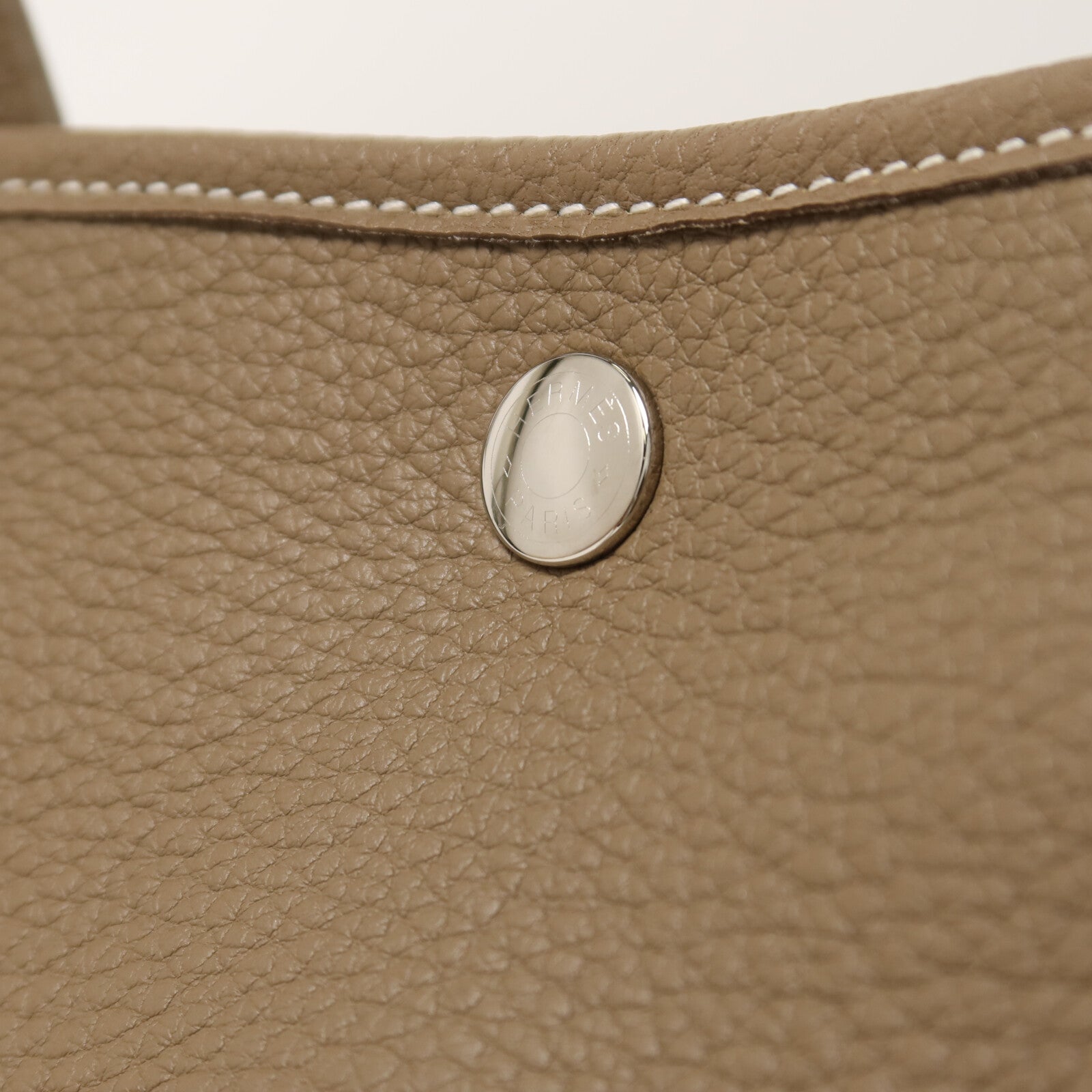 HERMES Clemence皮革Garden Party PM手挽袋Etoupe