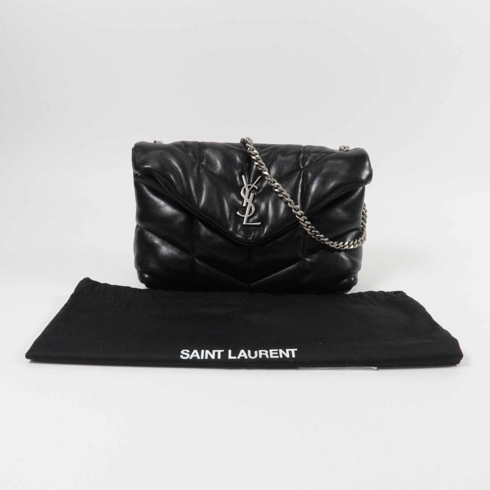 SAINT LAURENT 羊皮皮革Puffer Toy鏈帶肩背袋