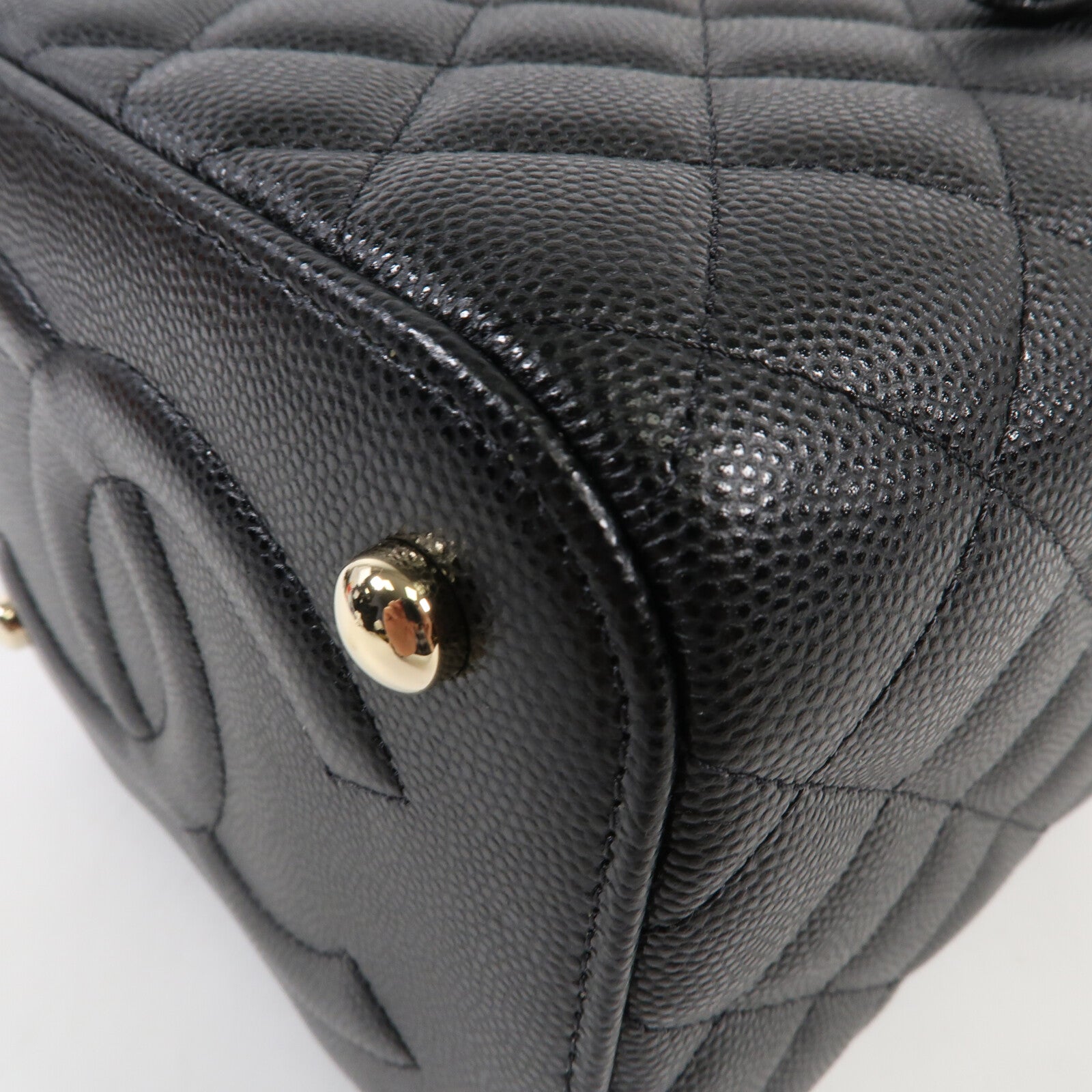 CHANEL 牛皮皮革Vanity Case金扣鏈帶手挽肩背兩用袋