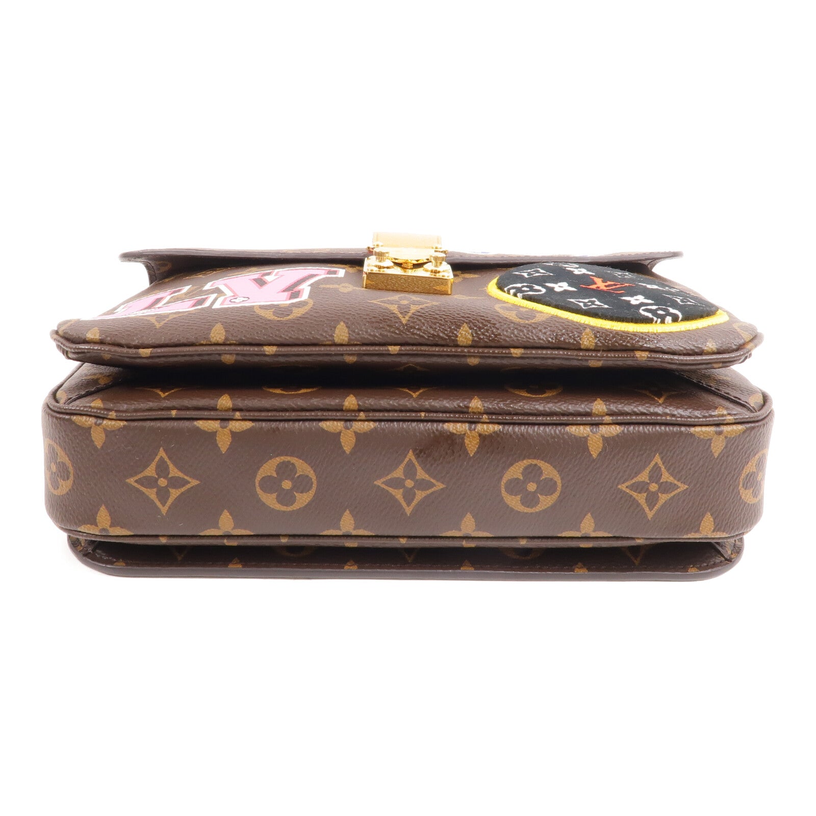 LOUIS VUITTON Monogram Patches Pochette Metis金扣手挽肩背兩用袋棕色