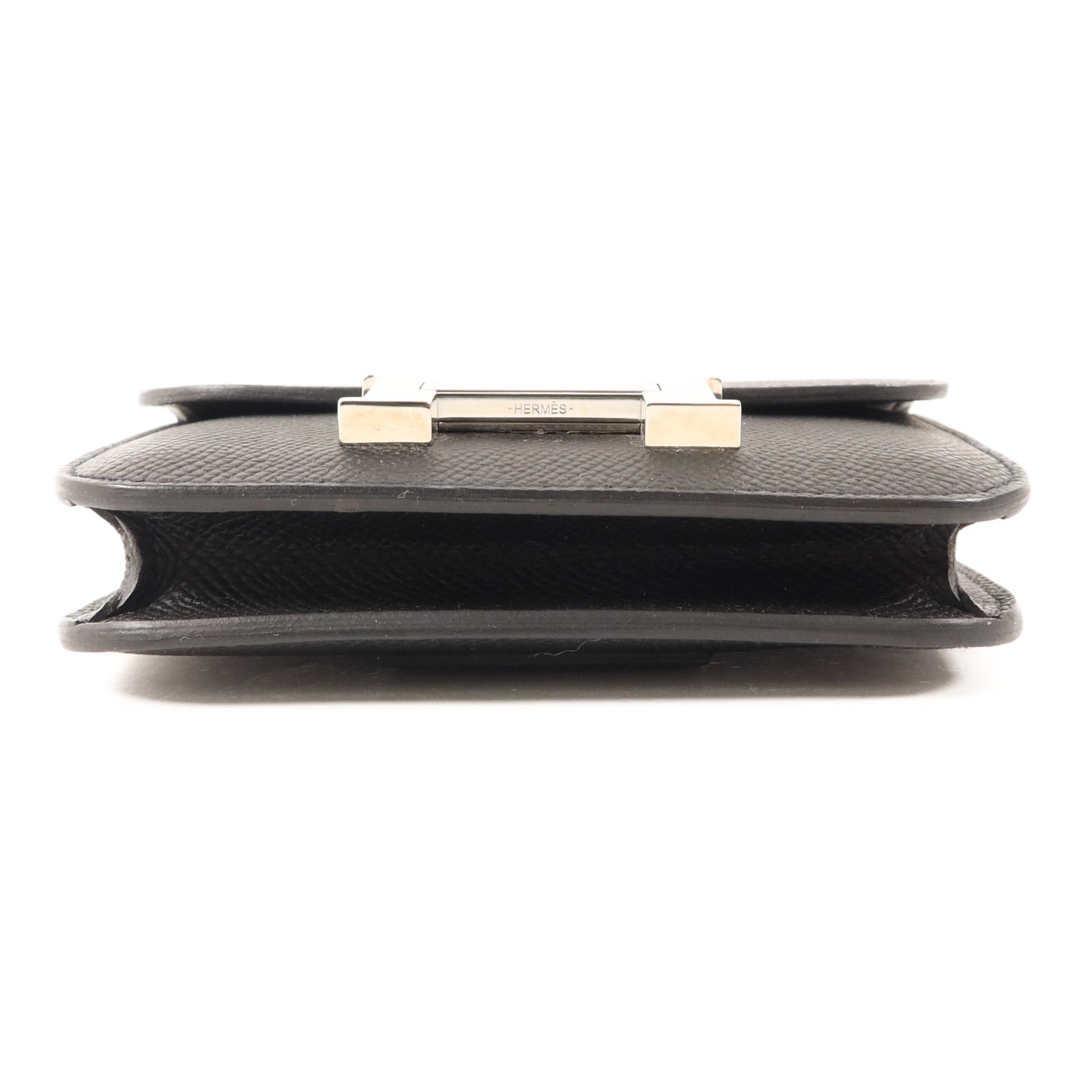 HERMES Epsom皮革Constance Slim銀扣錢包Noir