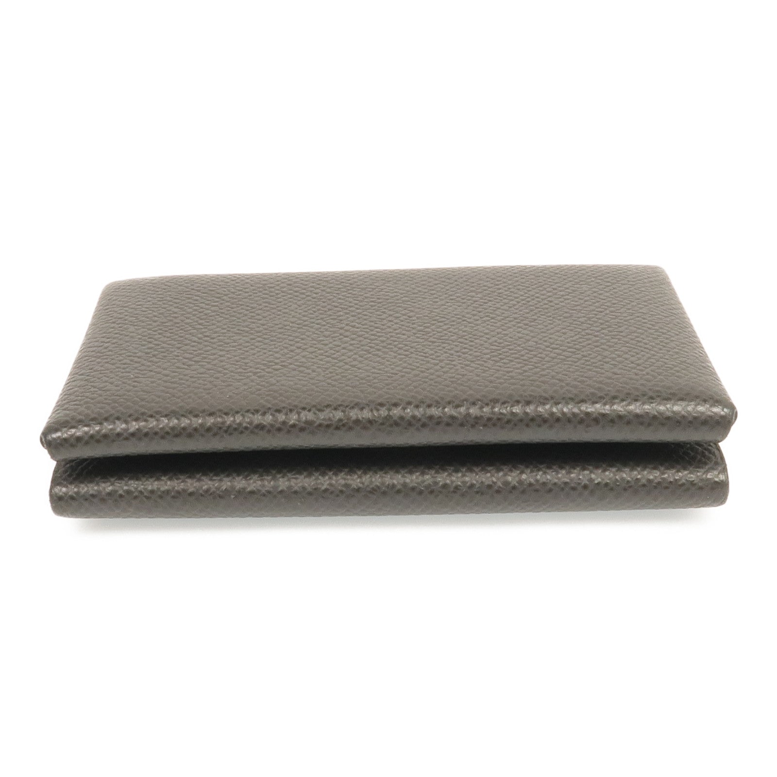HERMES Epsom皮革Calvi Duo銀扣卡片套Graphite