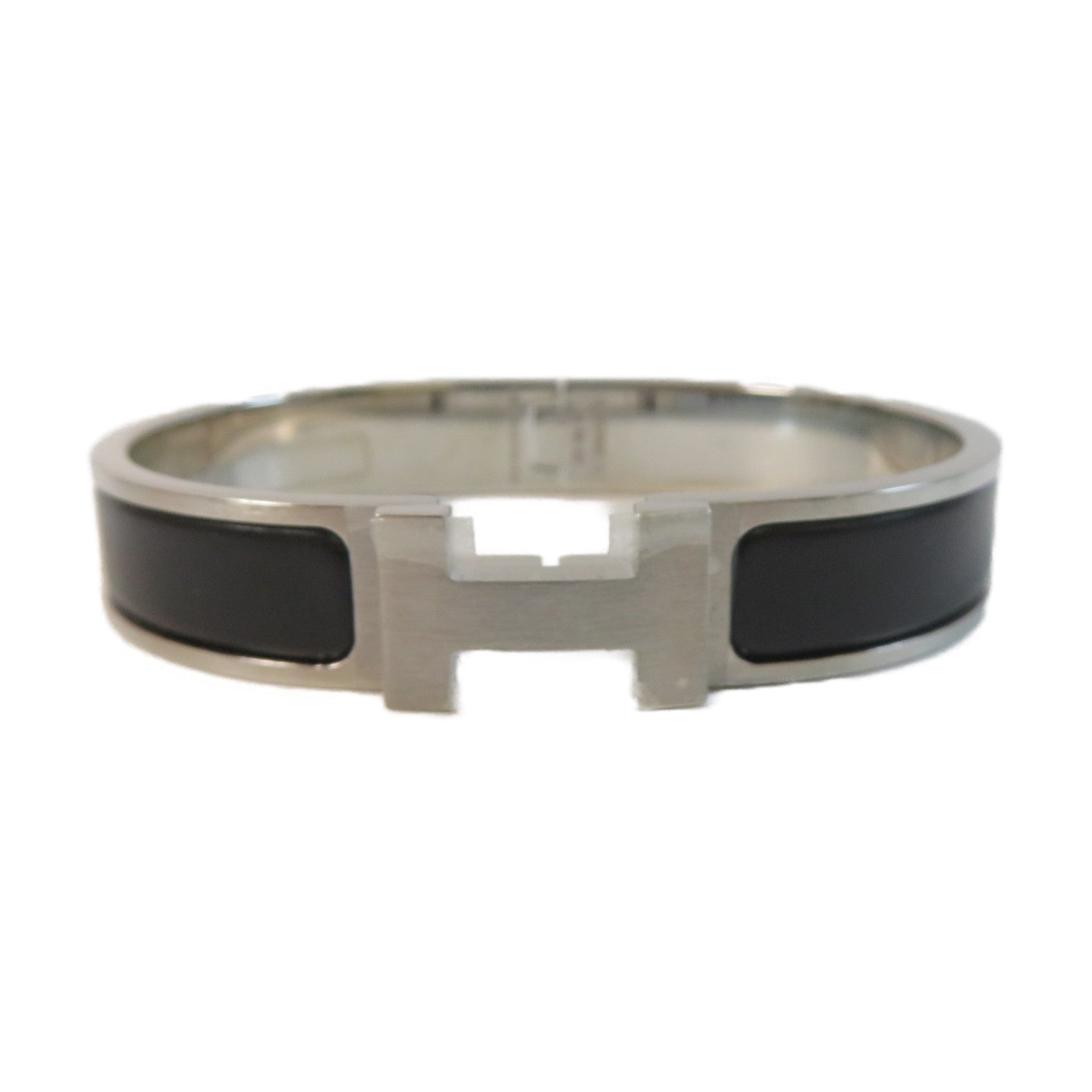 HERMES 【激減優惠】金屬Clic H Bracelet手鐲銀色/黑色