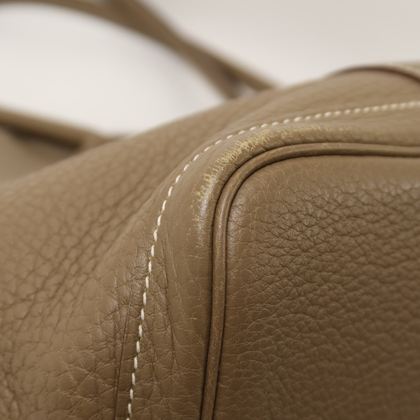 HERMES Clemence皮革Garden Party PM手挽袋Etoupe