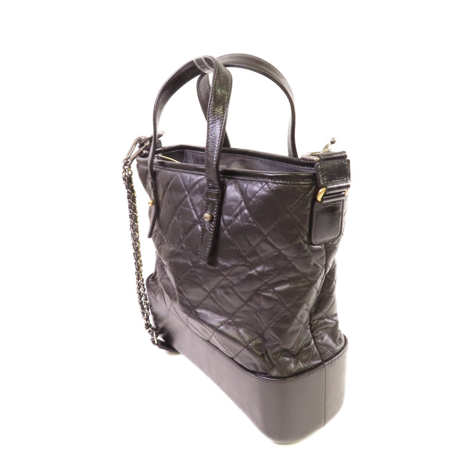 CHANEL 【激減優惠】菱格羊皮皮革Gabrielle Shopping Tote Bag手挽肩背兩用袋黑色