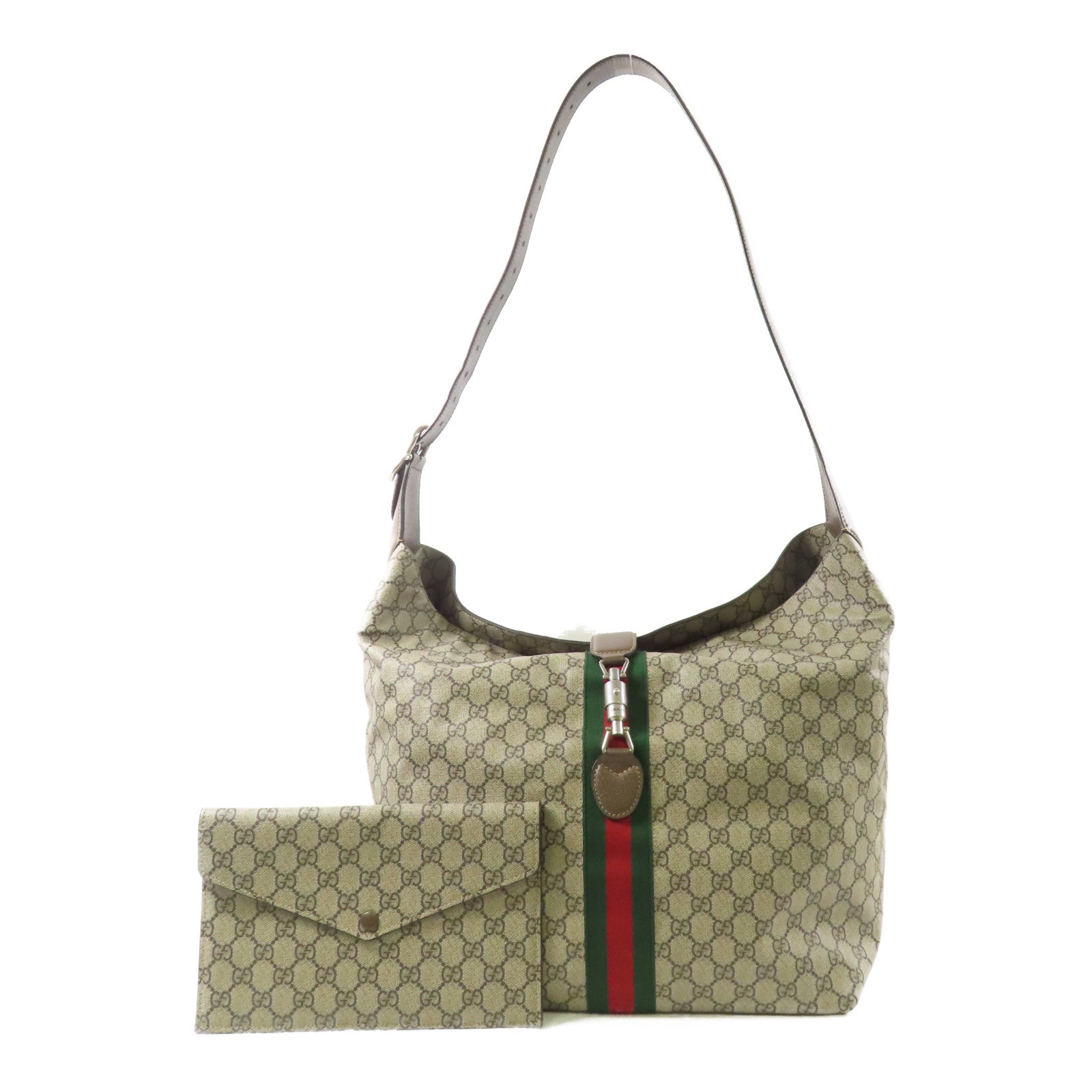 GUCCI 塗層帆布Jackie 1961 Medium銀扣肩背袋
