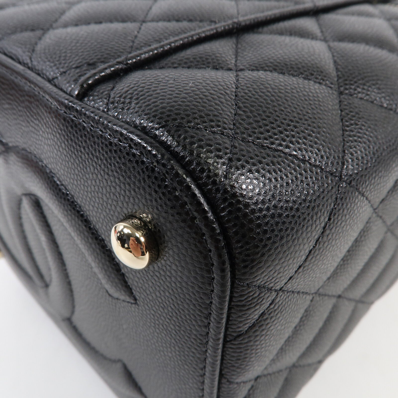 CHANEL 牛皮皮革Vanity Case金扣鏈帶手挽肩背兩用袋