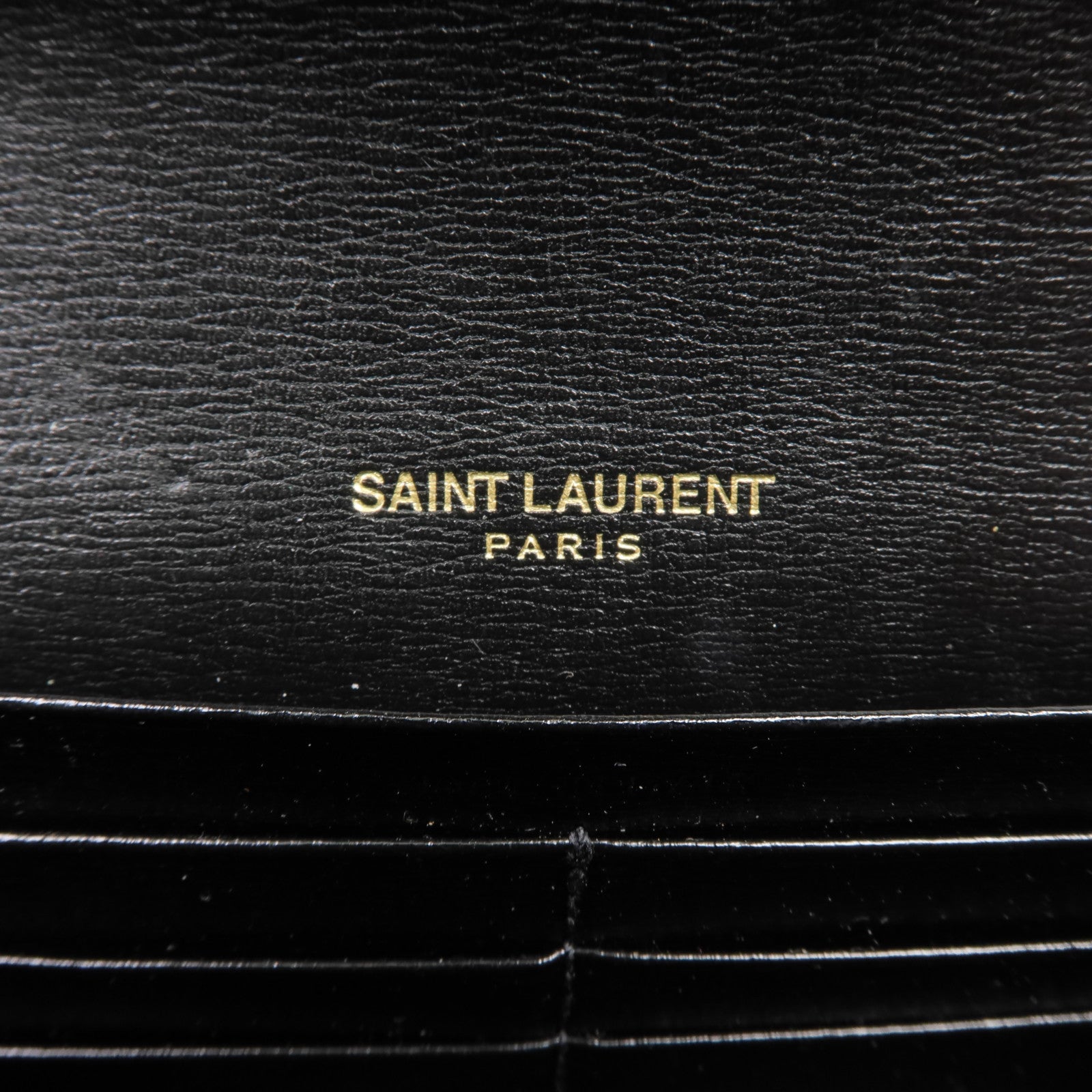 YVES SAINT LAURENT 牛皮皮革Long Wallet金扣長錢包