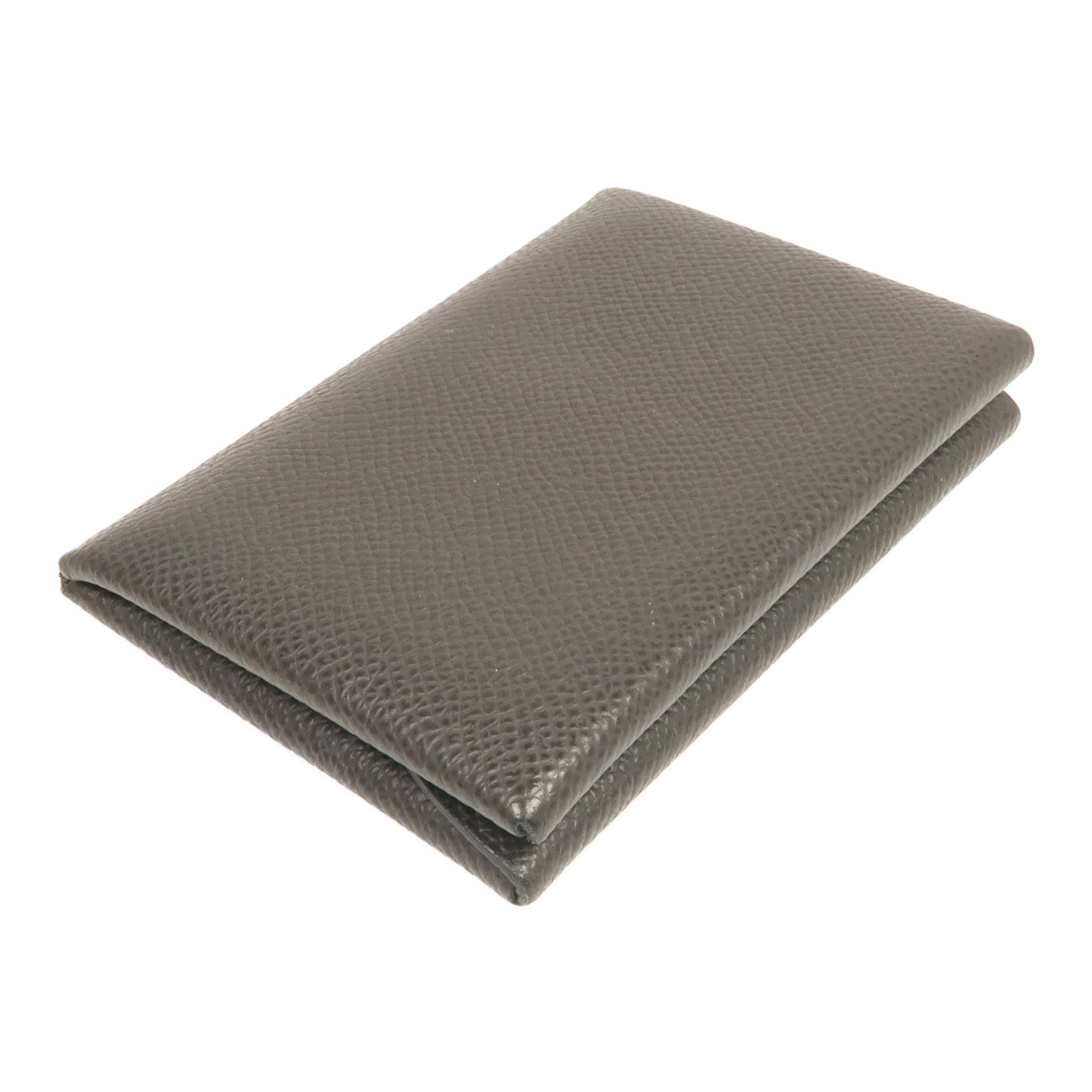 HERMES Epsom皮革Calvi Duo銀扣卡片套Graphite