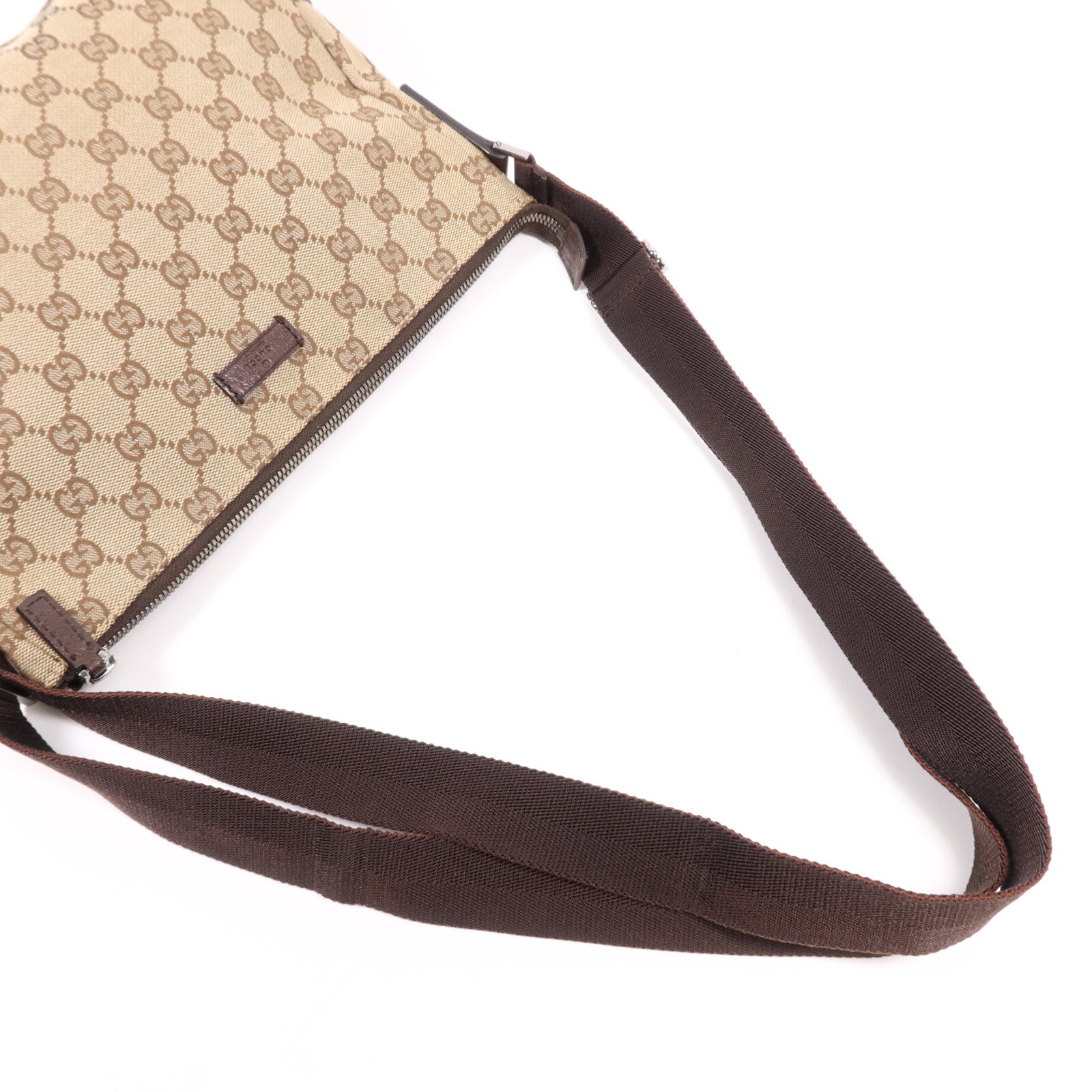 GUCCI 帆布Shoulder Bag銀扣肩背袋