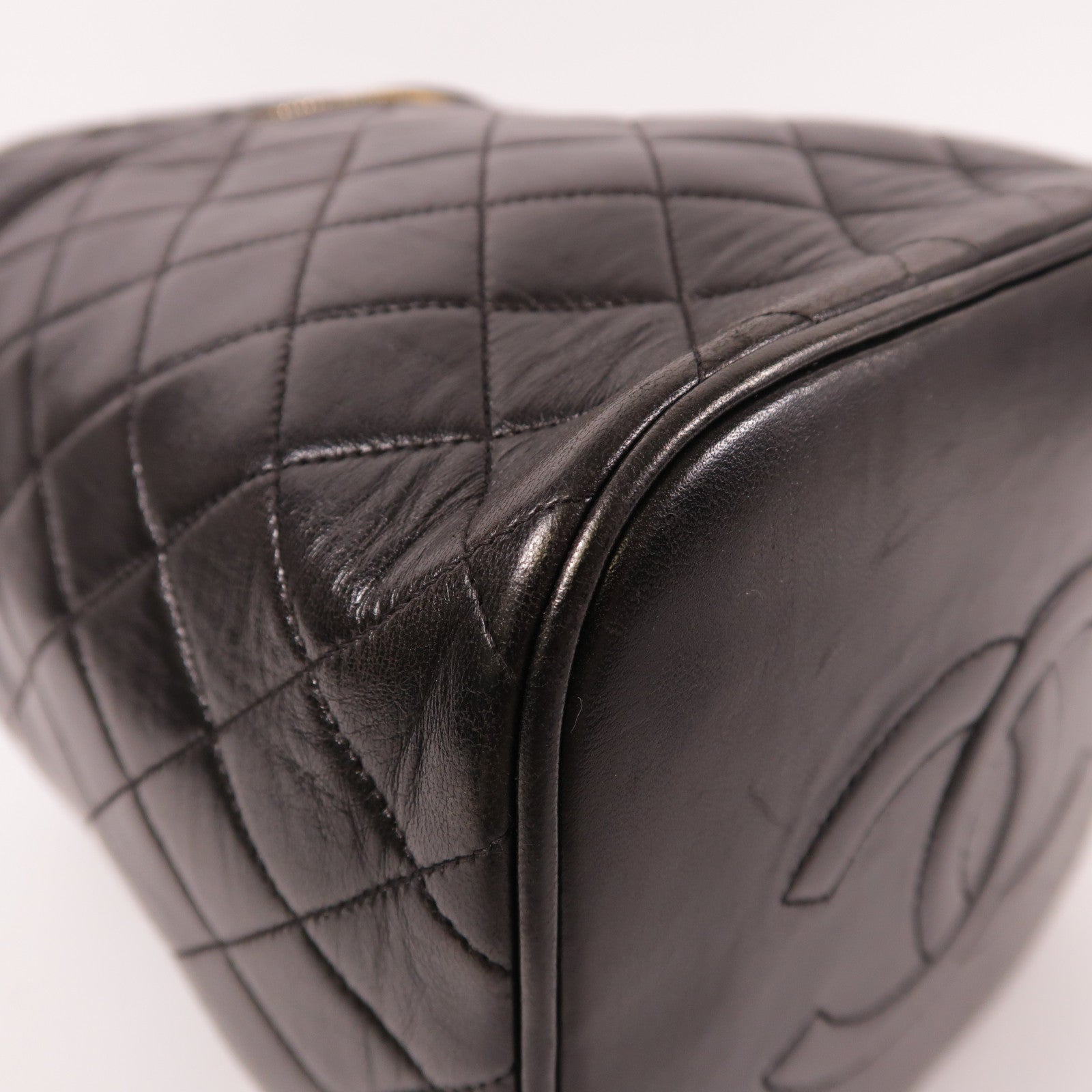 CHANEL 【激減優惠】羊皮皮革Vintage Vanity Bag金扣化妝袋