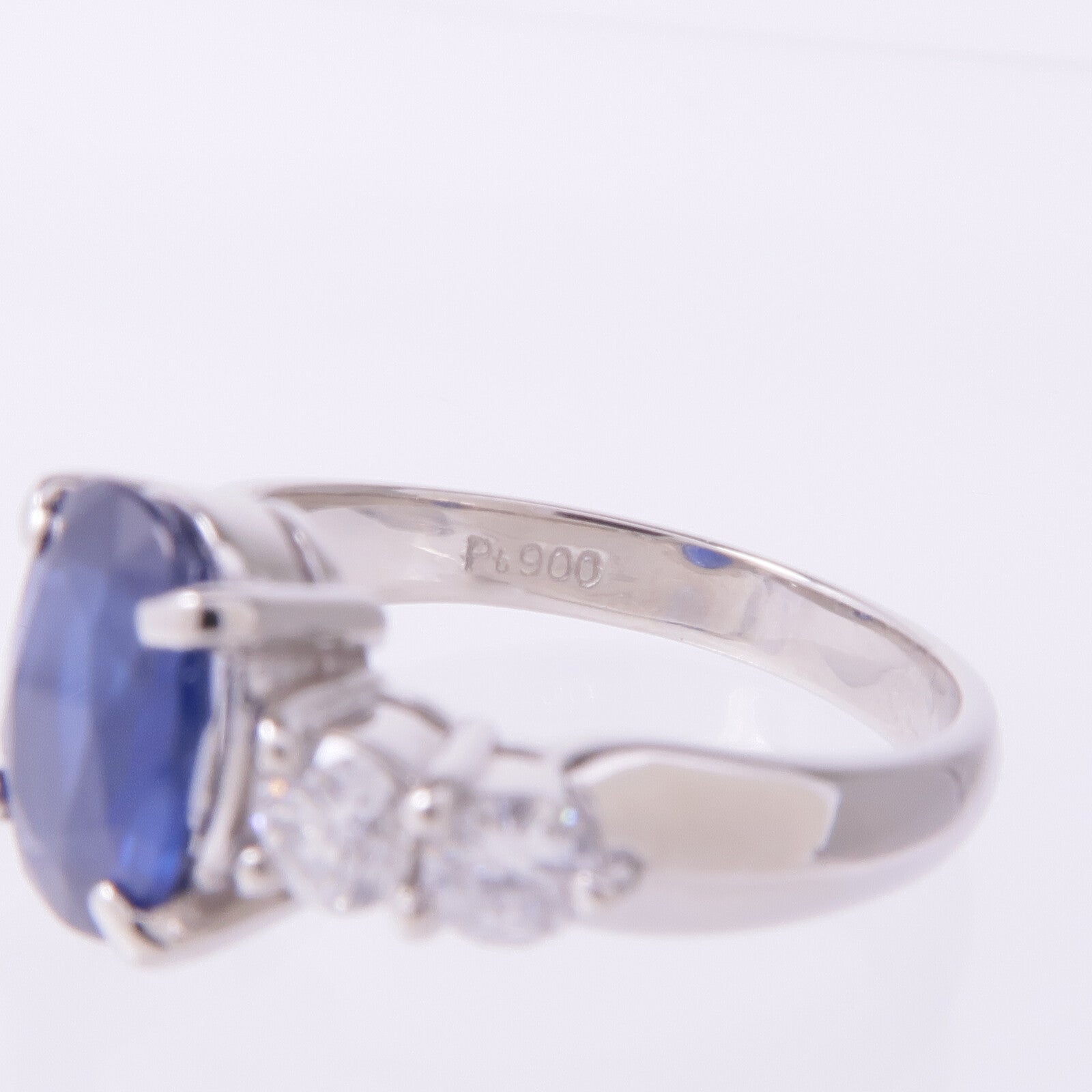 JEWELRY PT900鉑金Sapphire Diamond Ring藍寶石/鑽石戒指US#5.75