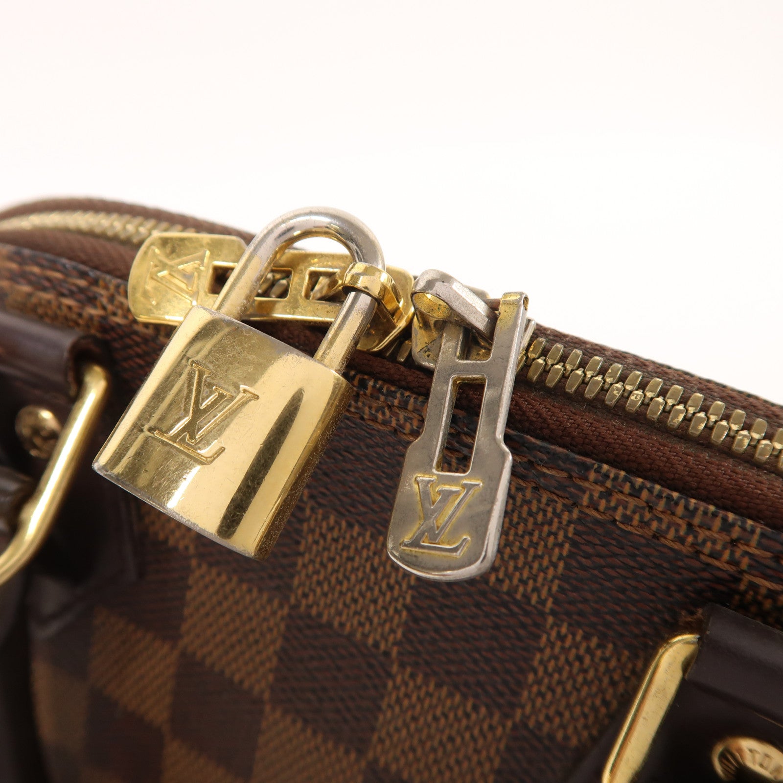 LOUIS VUITTON Damier Alma BB金扣手挽肩背兩用袋棕色