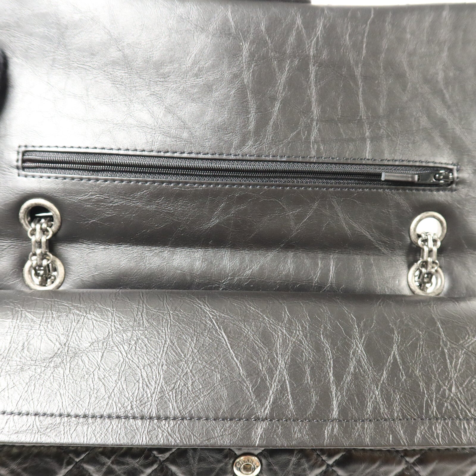 CHANEL 牛皮皮革2.55 28cm鏈帶手挽肩背兩用袋