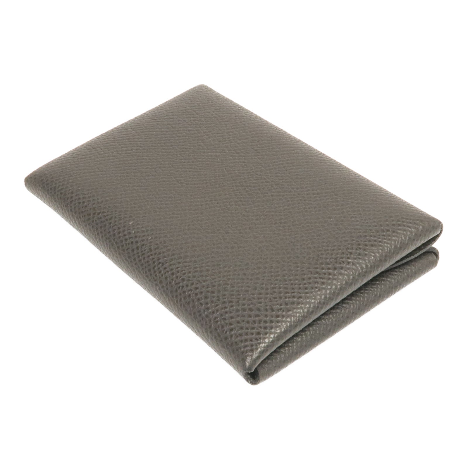 HERMES Epsom皮革Calvi Duo銀扣卡片套Graphite