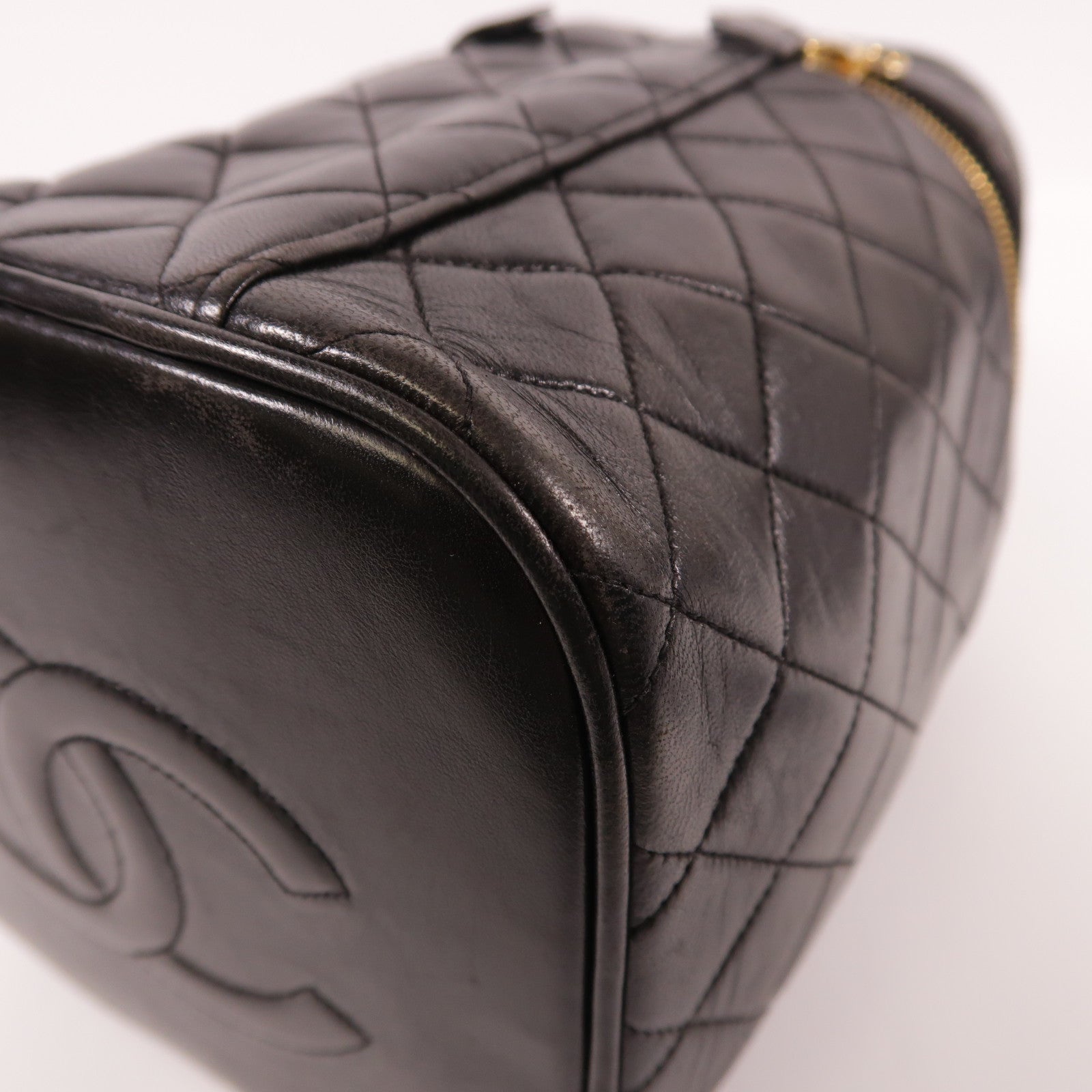 CHANEL 【激減優惠】羊皮皮革Vintage Vanity Bag金扣化妝袋