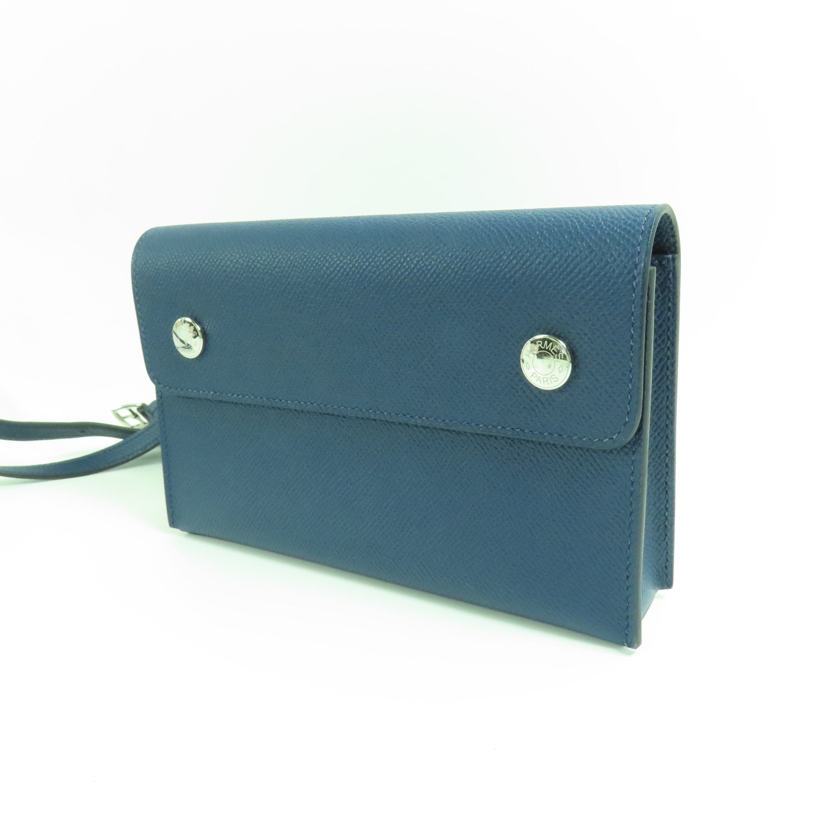 HERMES Epsom皮革Hermesnap Wallet銀扣肩背袋