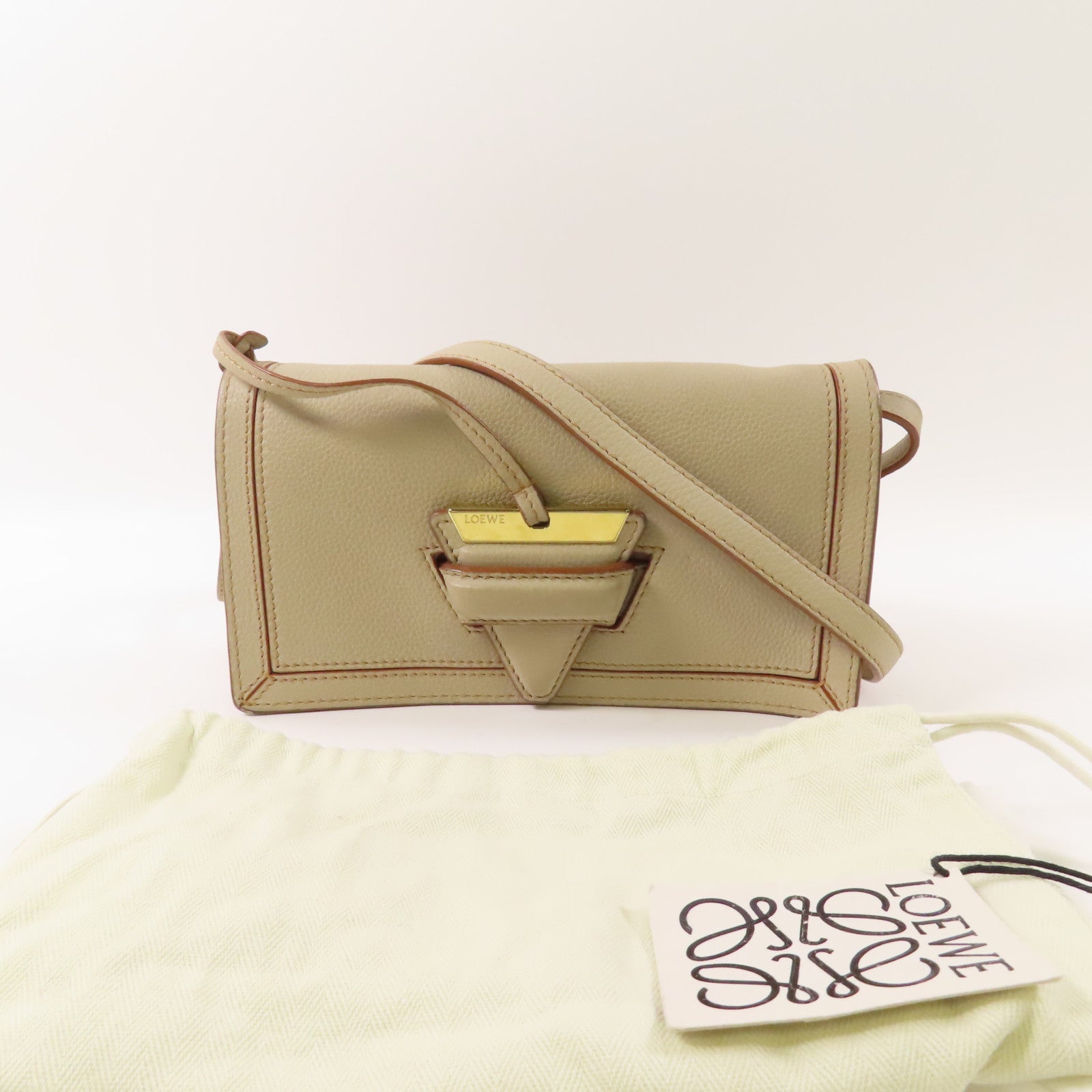 LOEWE 【激減優惠】牛皮皮革Barcelona mini金扣肩背袋
