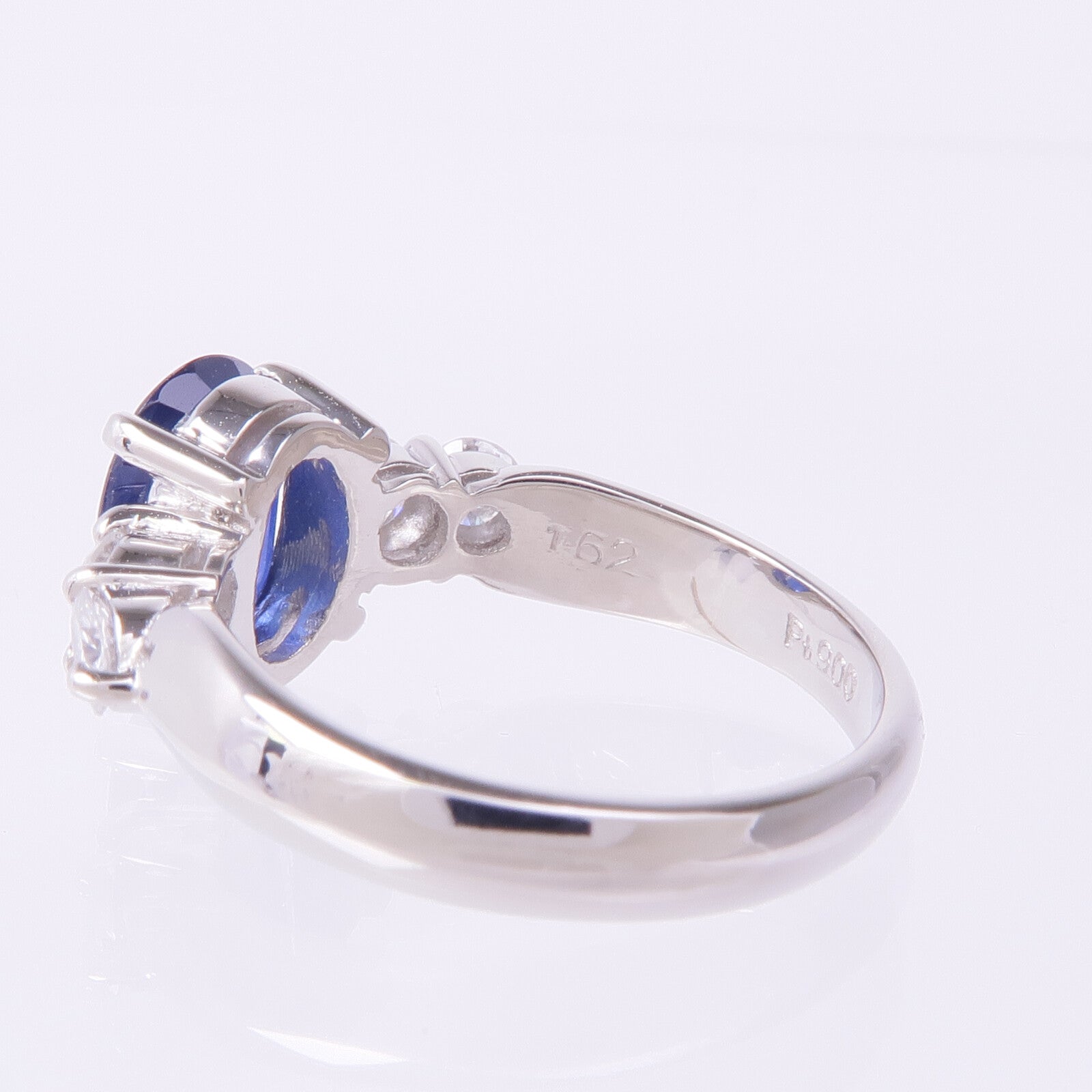 JEWELRY PT900鉑金Sapphire Diamond Ring藍寶石/鑽石戒指US#5.75