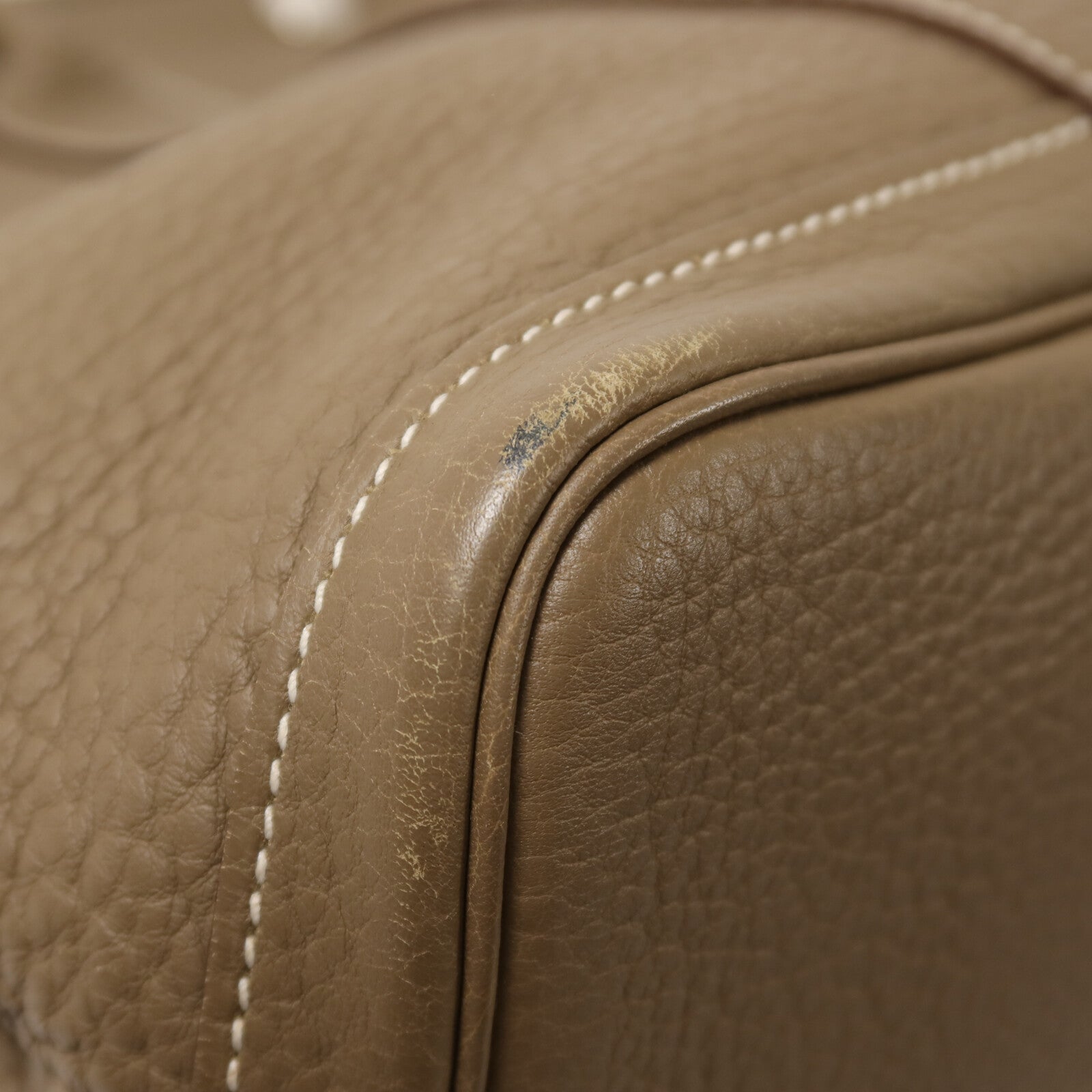 HERMES Clemence皮革Garden Party PM手挽袋Etoupe