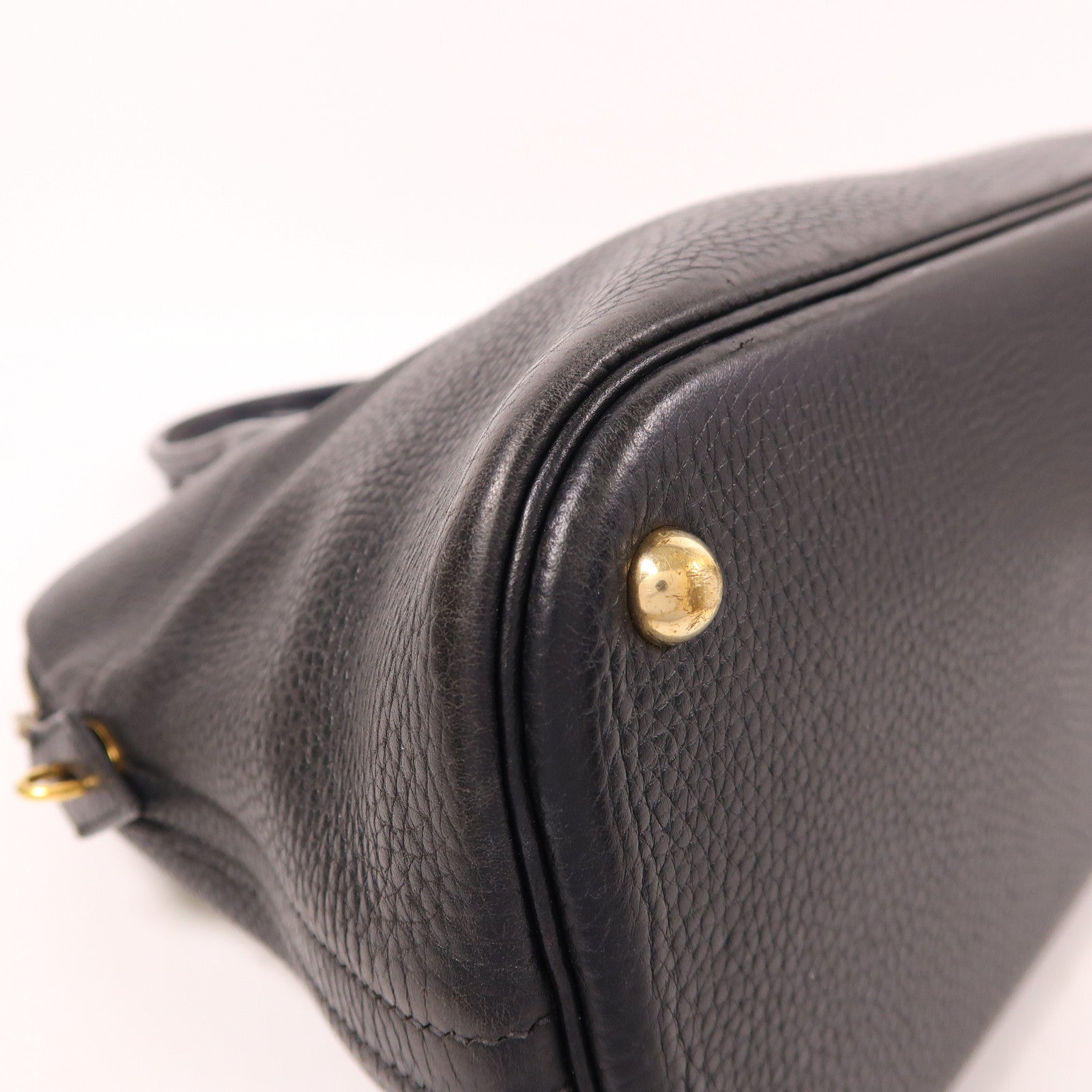 HERMES 【激減優惠】Clemence皮革Bolide 35金扣手挽肩背兩用袋Noir