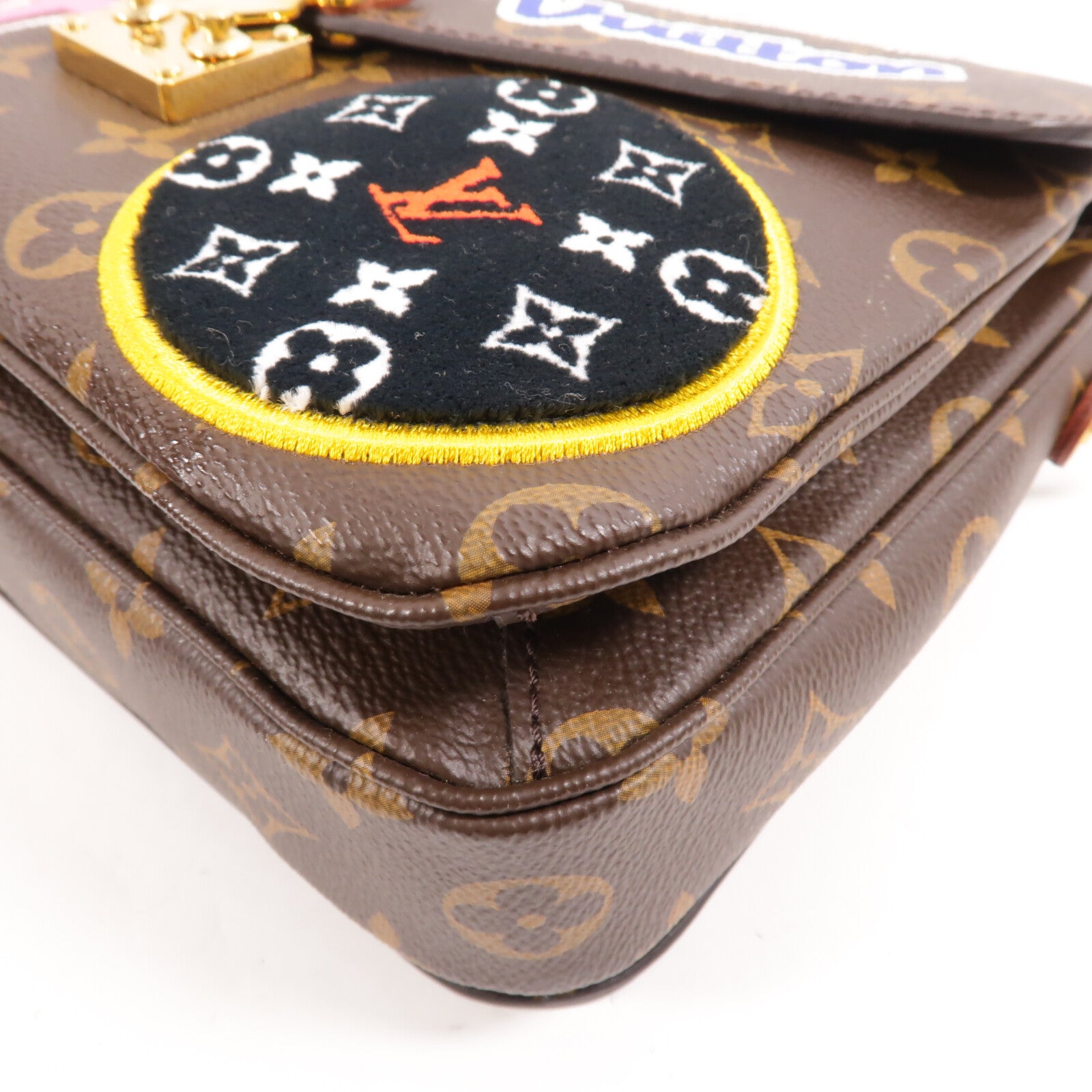 LOUIS VUITTON Monogram Patches Pochette Metis金扣手挽肩背兩用袋棕色