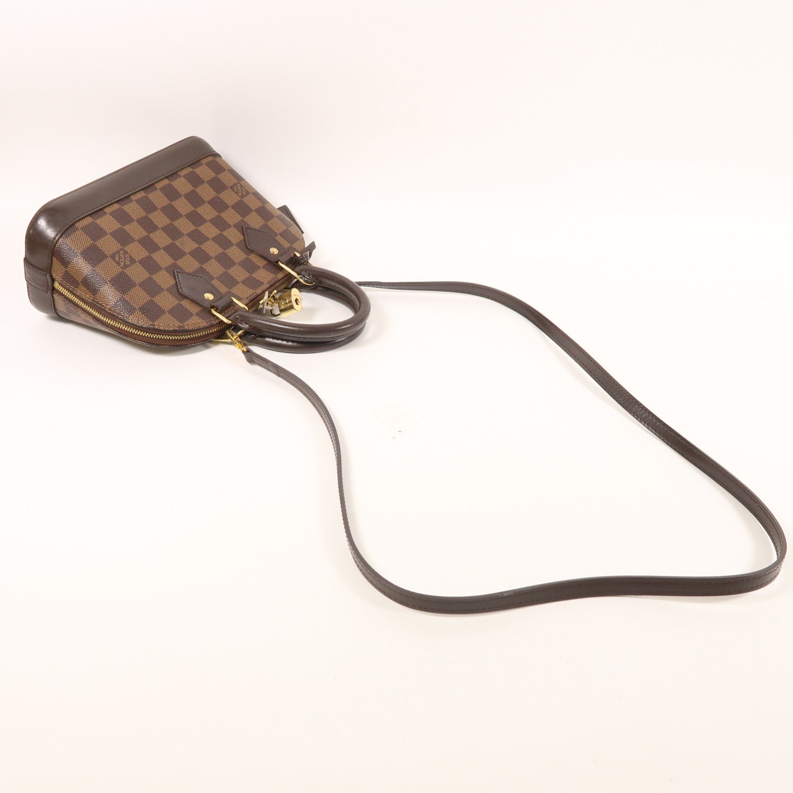 LOUIS VUITTON Damier Alma BB金扣手挽肩背兩用袋棕色