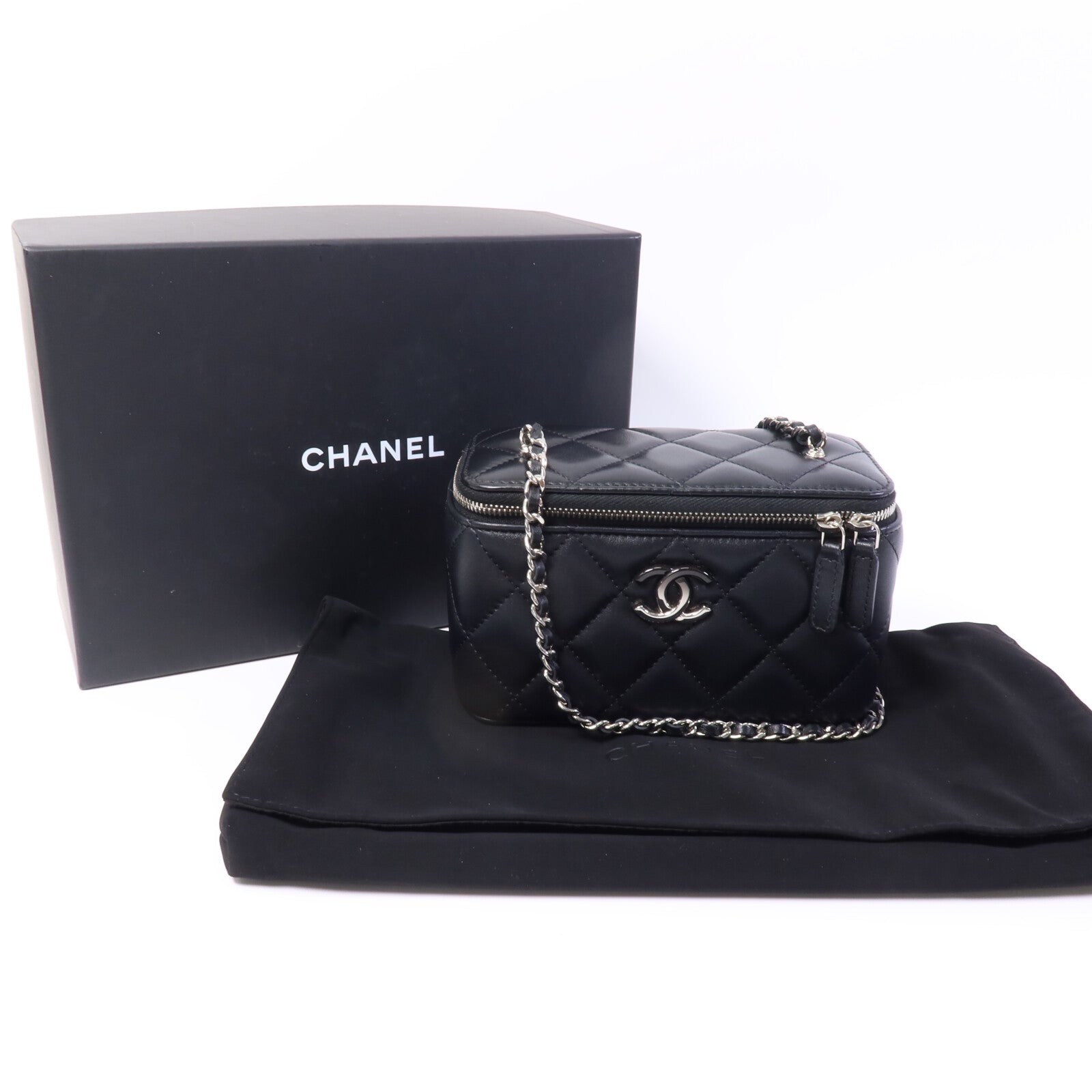 CHANEL 羊皮皮革Vanity Case鏈帶肩背袋